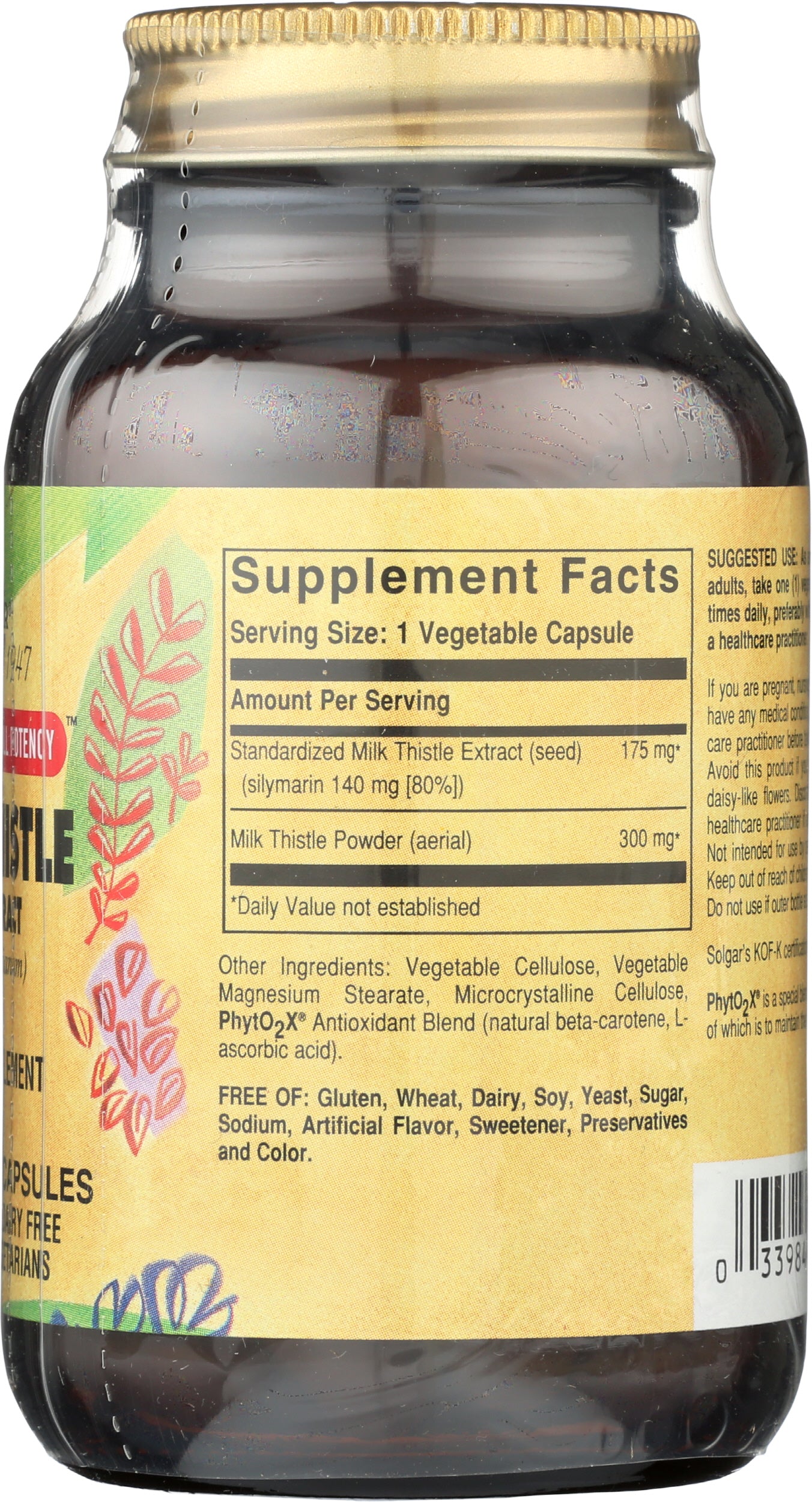 Solgar Milk Thistle 60 VegCaps Back