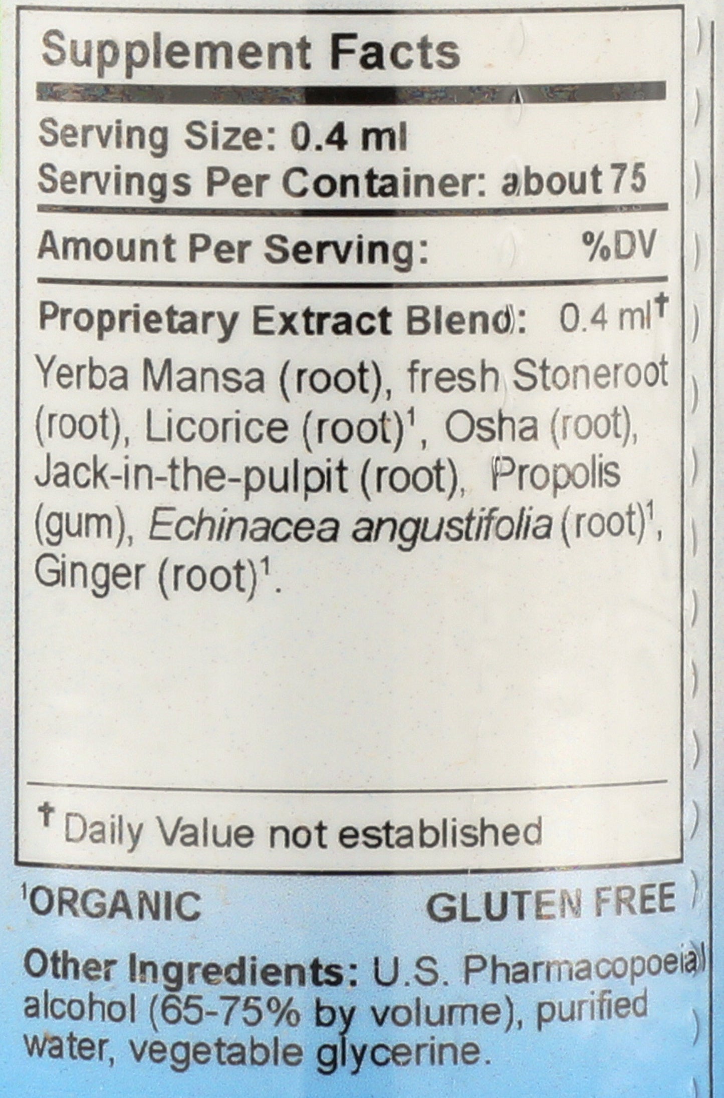 erbs Etc. Extra Strength Throat Spray 1 fl oz Back of Bottle