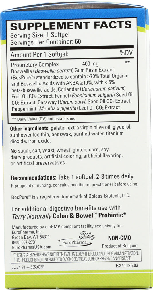 Terry Naturally BosMed Intestinal Bowel Support 60 Softgels Back