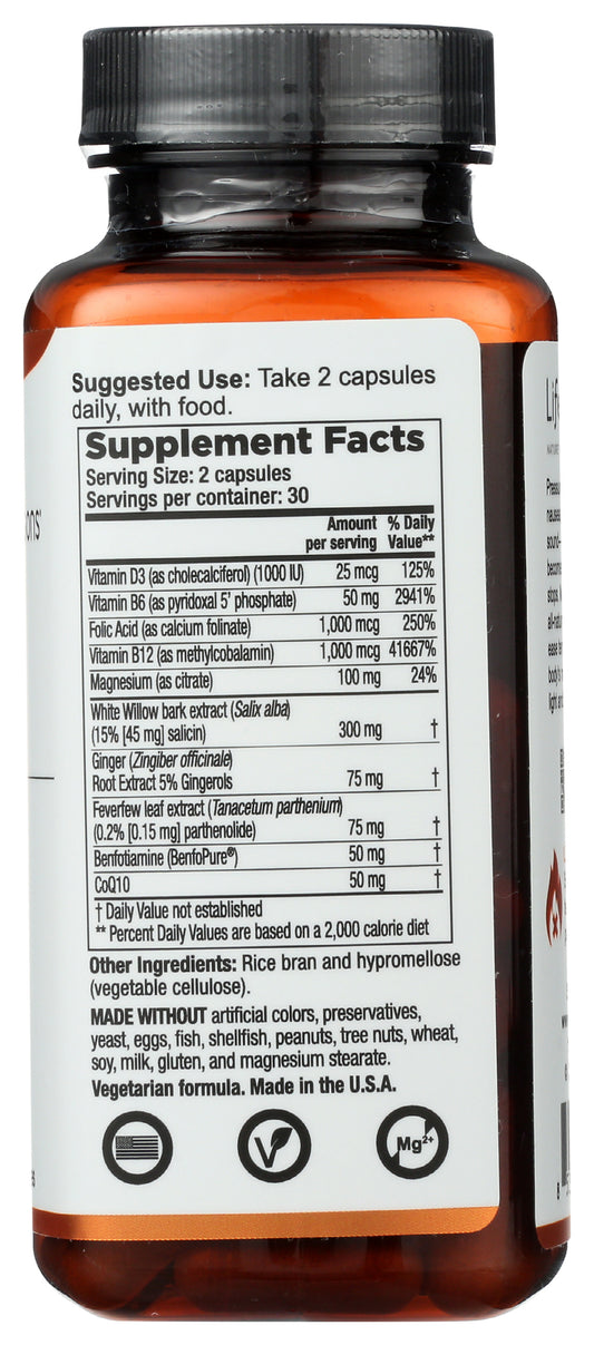 LifeSeasons Migra-T 60 Vegetarian Capsules Back of Bottle