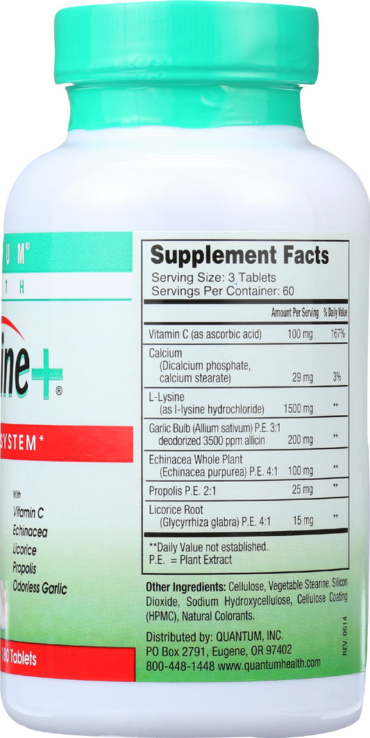 Quantum Health SuperLysine+ 180 Tablets Back