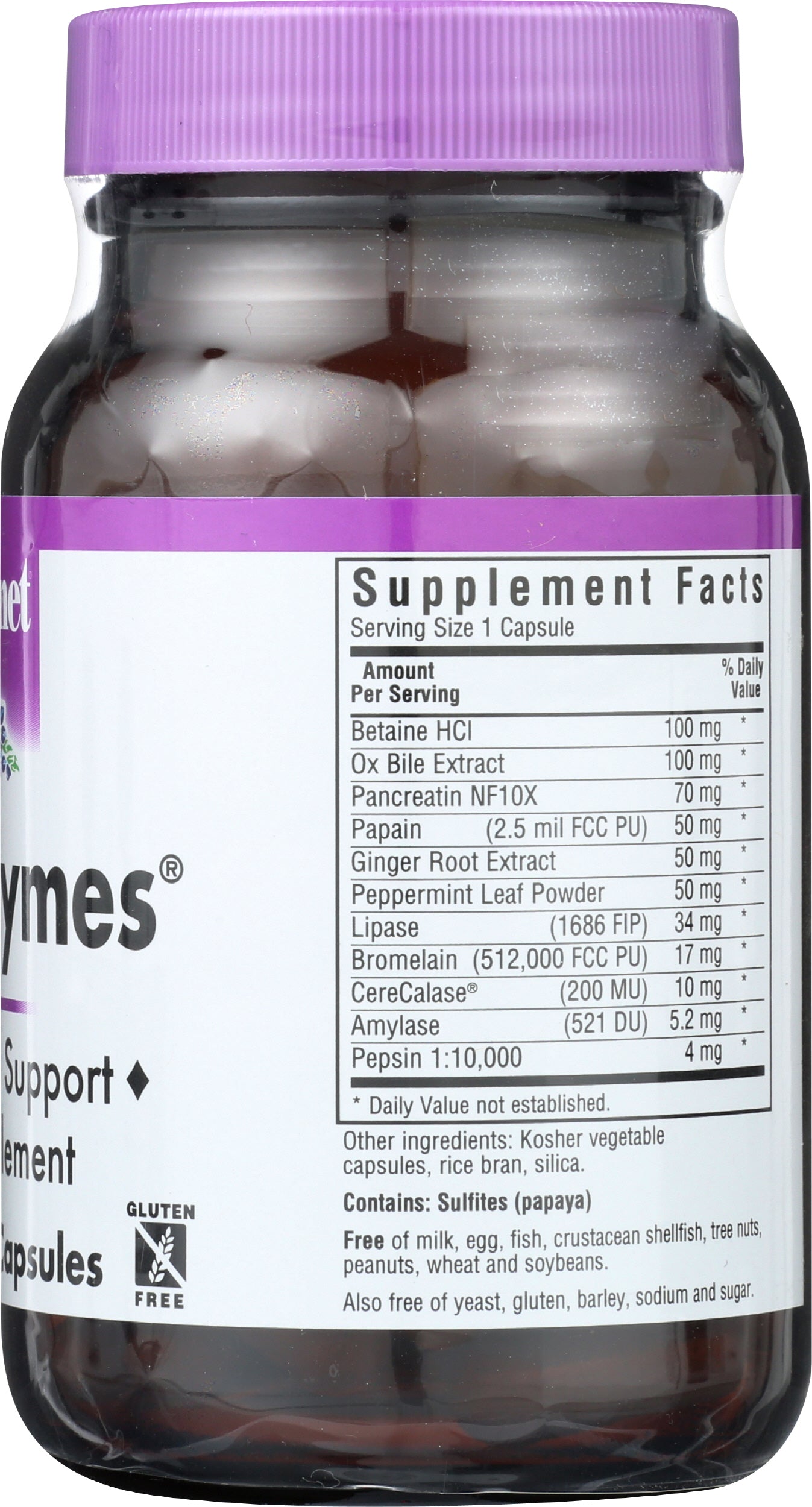 Bluebonnet Power-Zymes 90 Vegetable Capsules Back