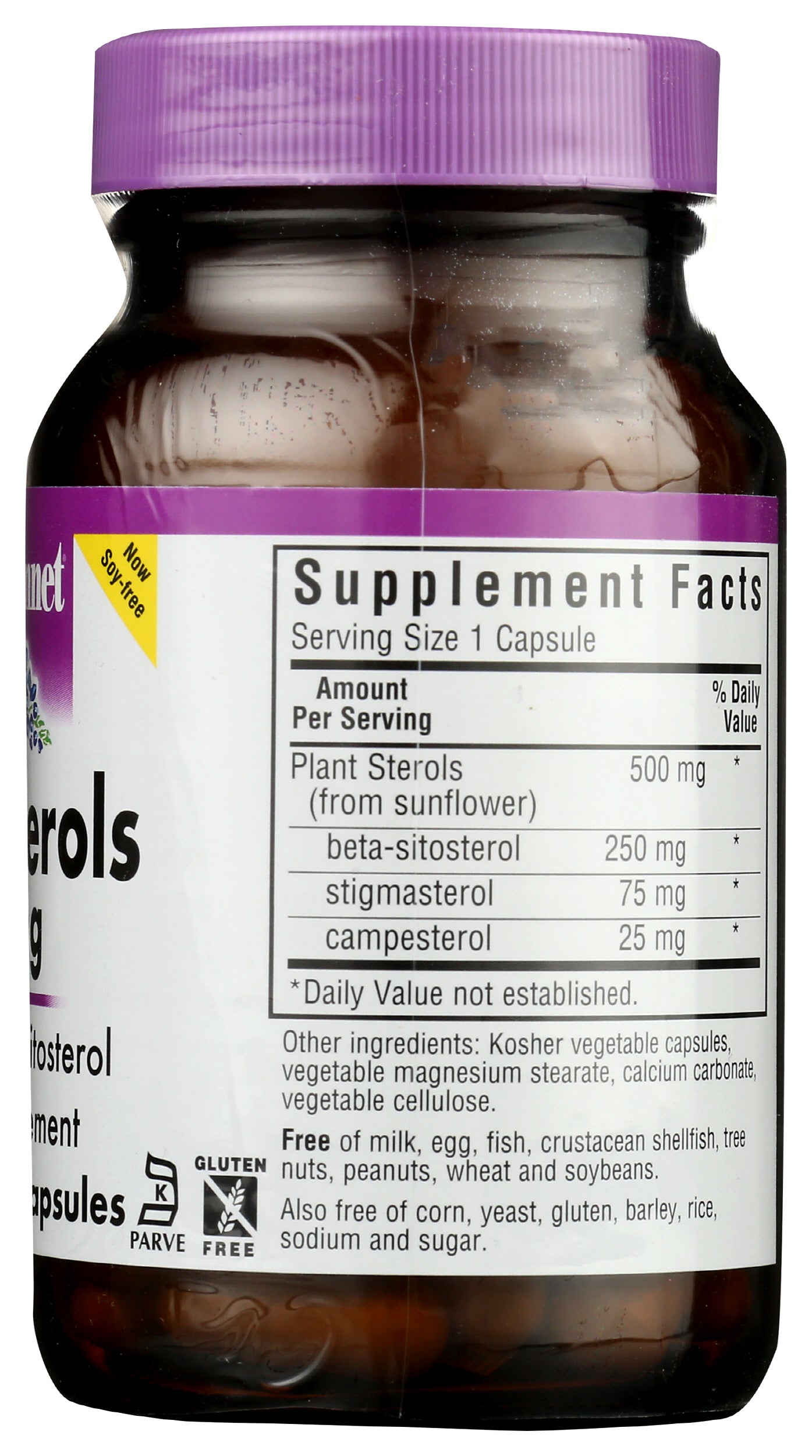 Bluebonnet Plant Sterols 500 mg 60 Vegetable Capsules Back