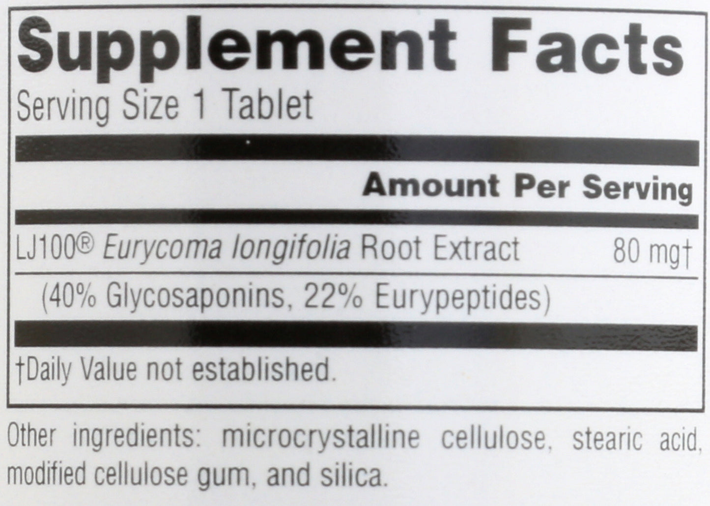 Source Naturals Tongkat Ali 60 Tablets Back of Bottle