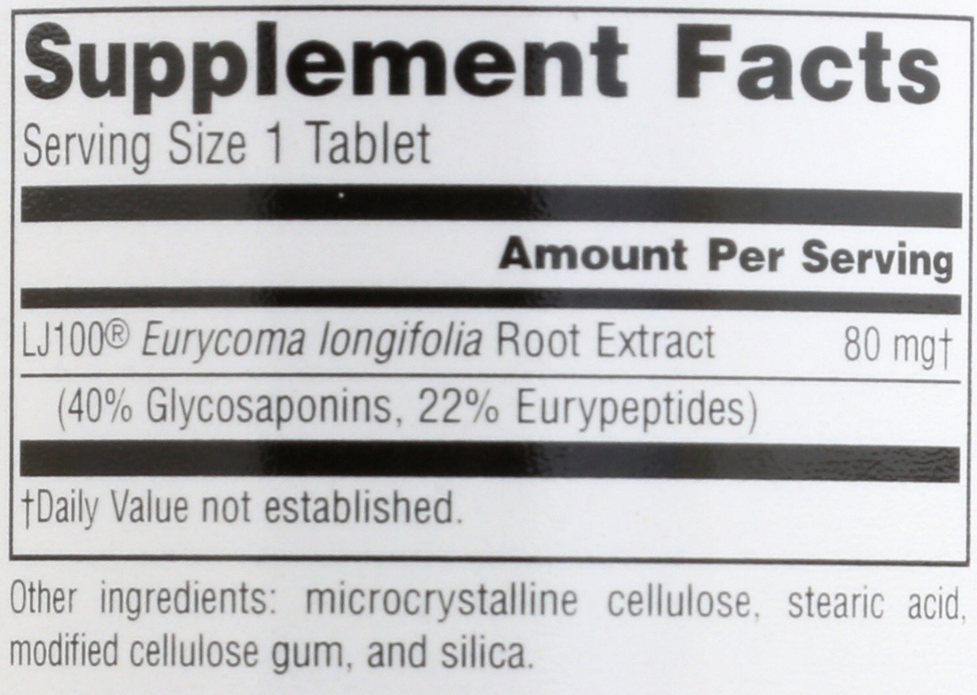 Source Naturals Tongkat Ali 60 Tablets Back of Bottle