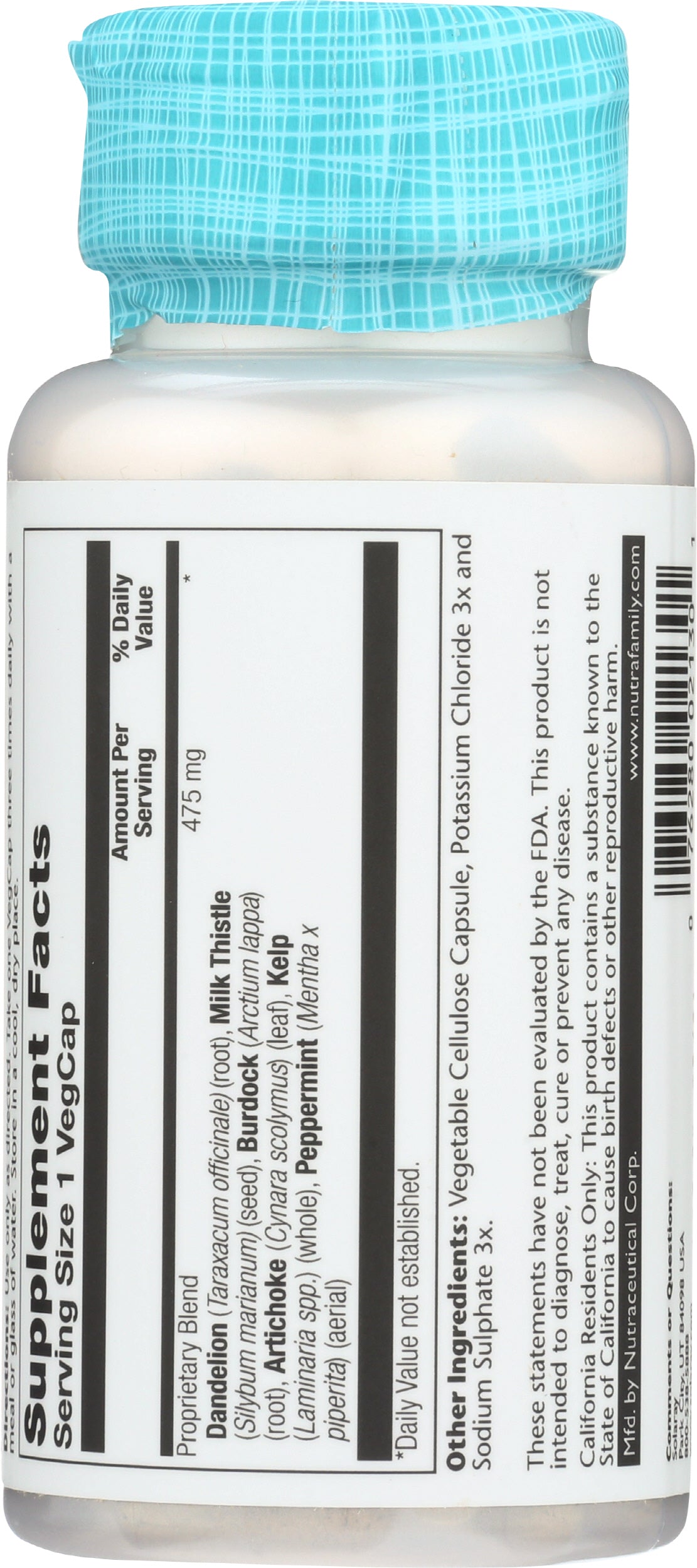 Solaray Liver Blend SP-13 100 VegCaps Back