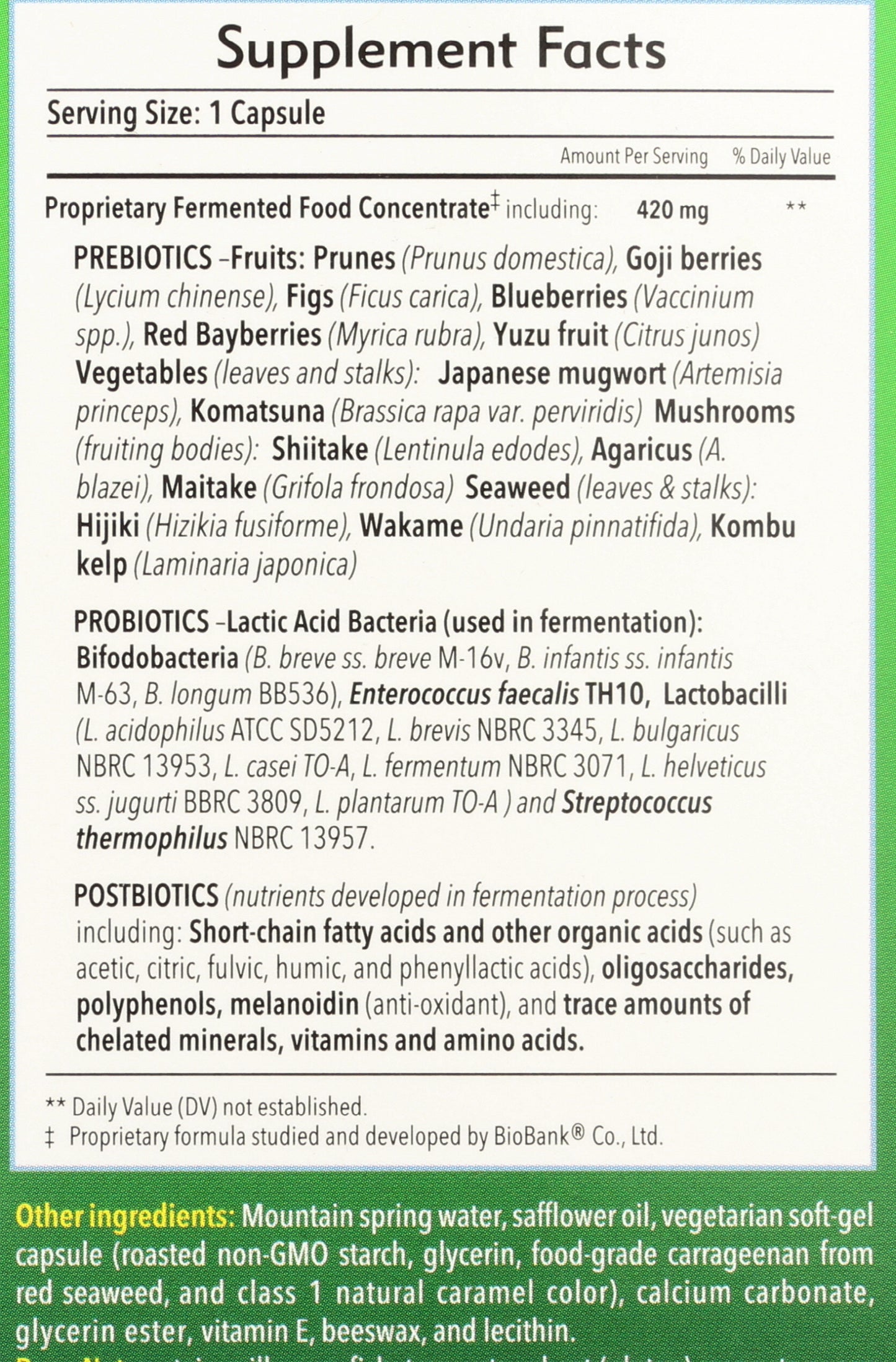 Dr. Ohhira's Probiotics Original Formula Back of Box