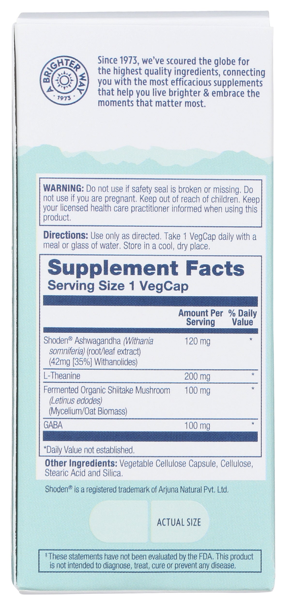 Solaray SharpMind Stress 30 VegCaps Back of Box