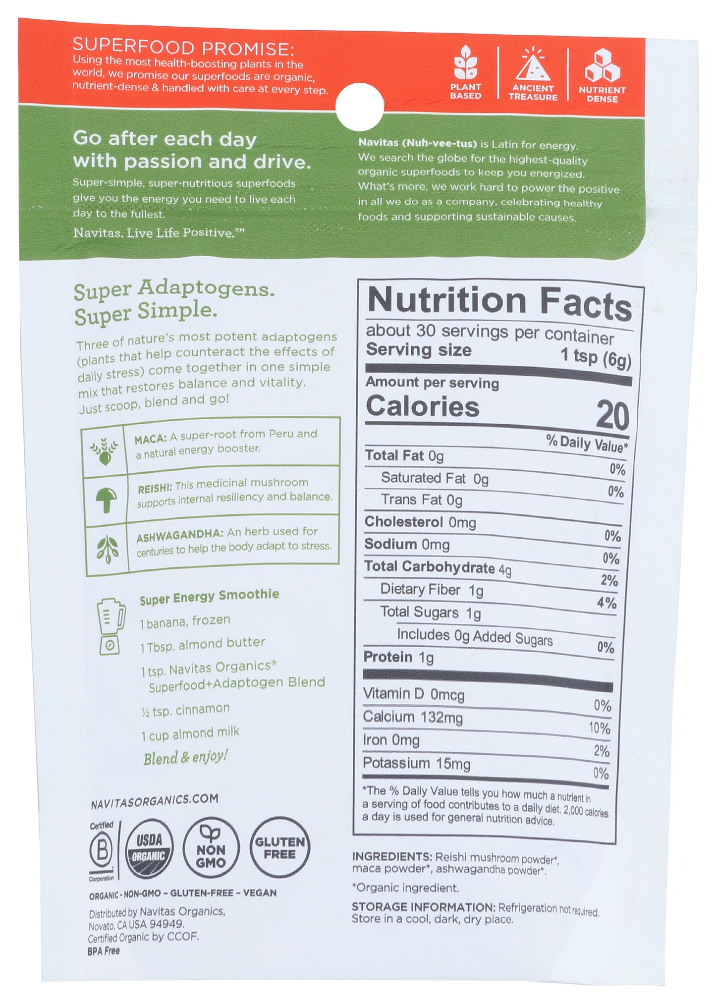 Navitas Organics Superfood+ Adaptogen Blend 6.3oz