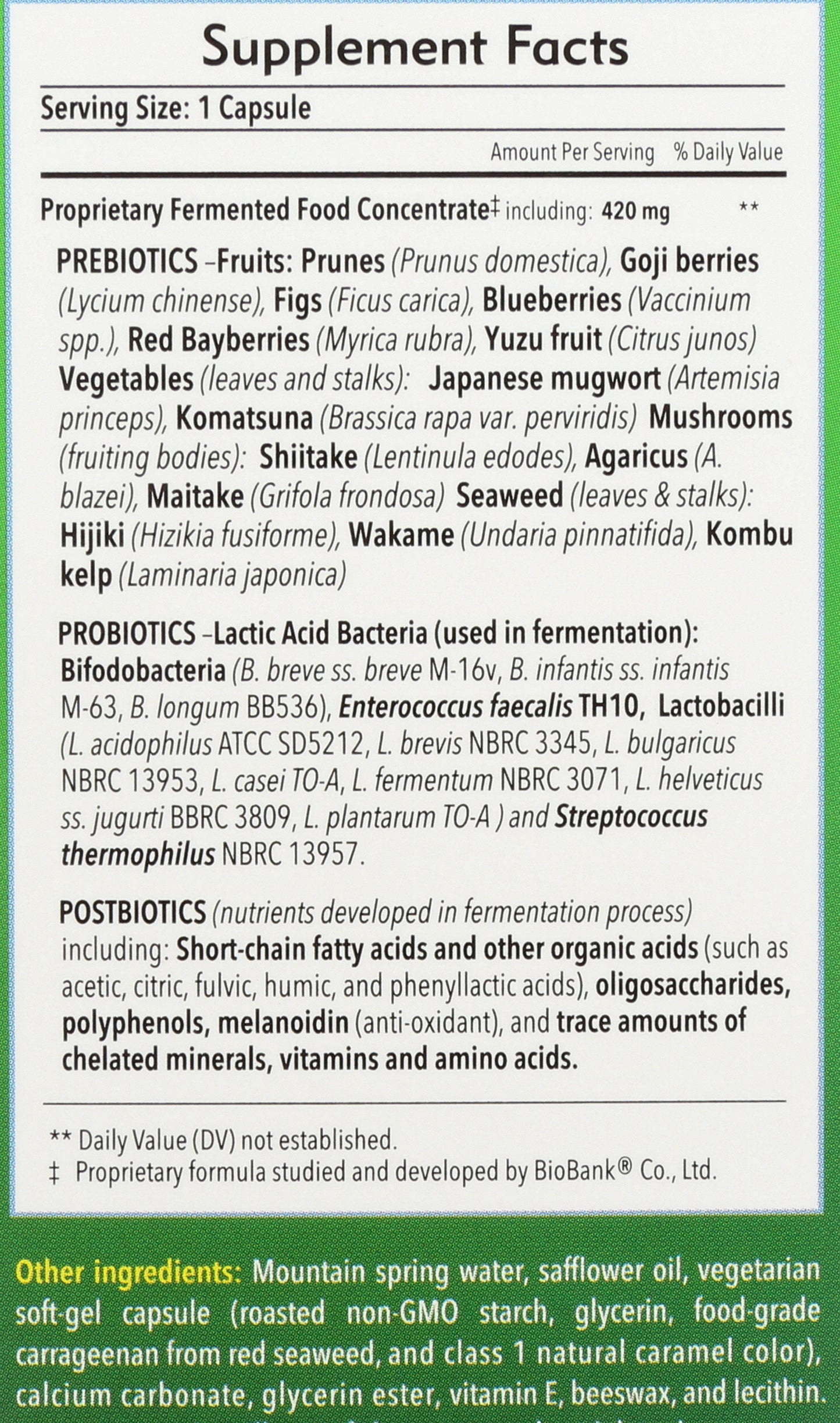 Dr. Ohhira's Probiotics Original Formula Back of Box