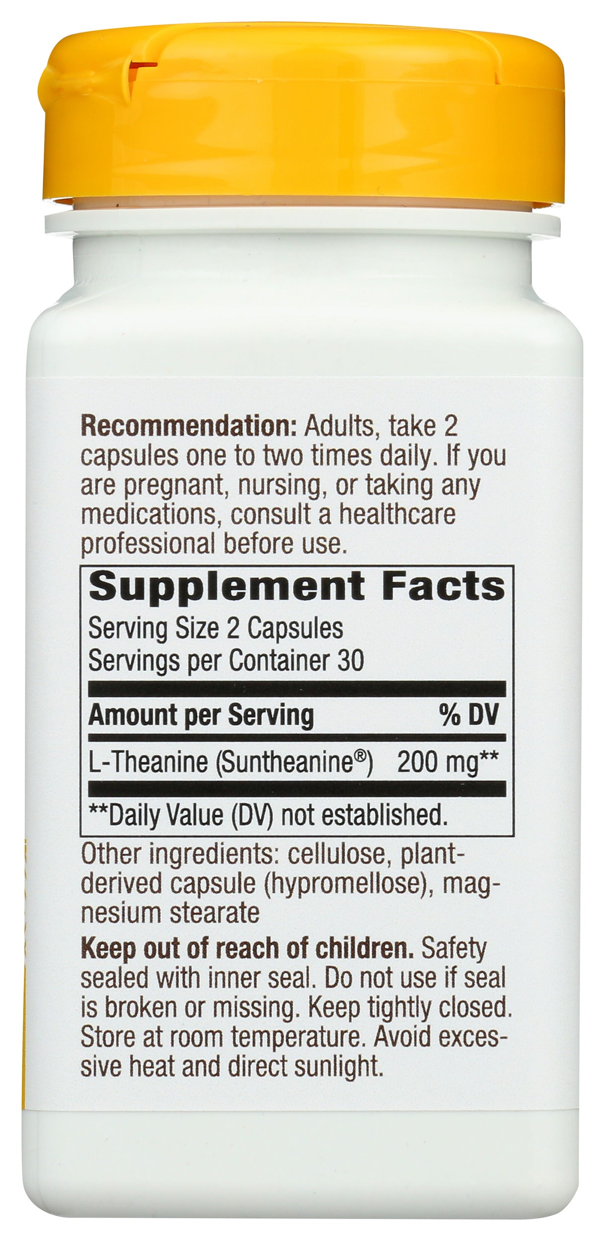 Nature's Way L-Theanine 200 mg 60 Veg Capsules Back