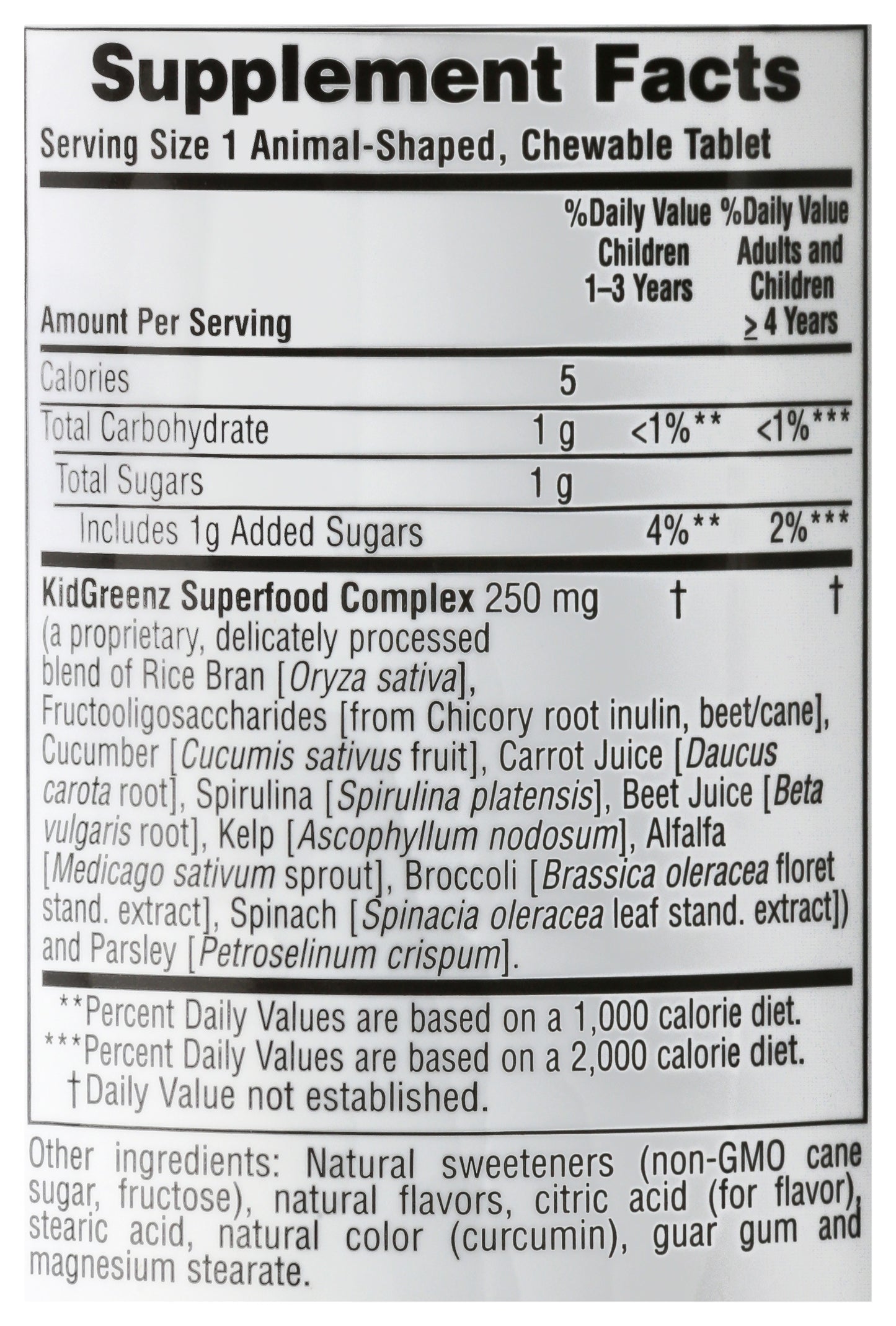 NaturesPlus Source of Life Animal Parade Kid Greenz 90 Chewable Tablets Back