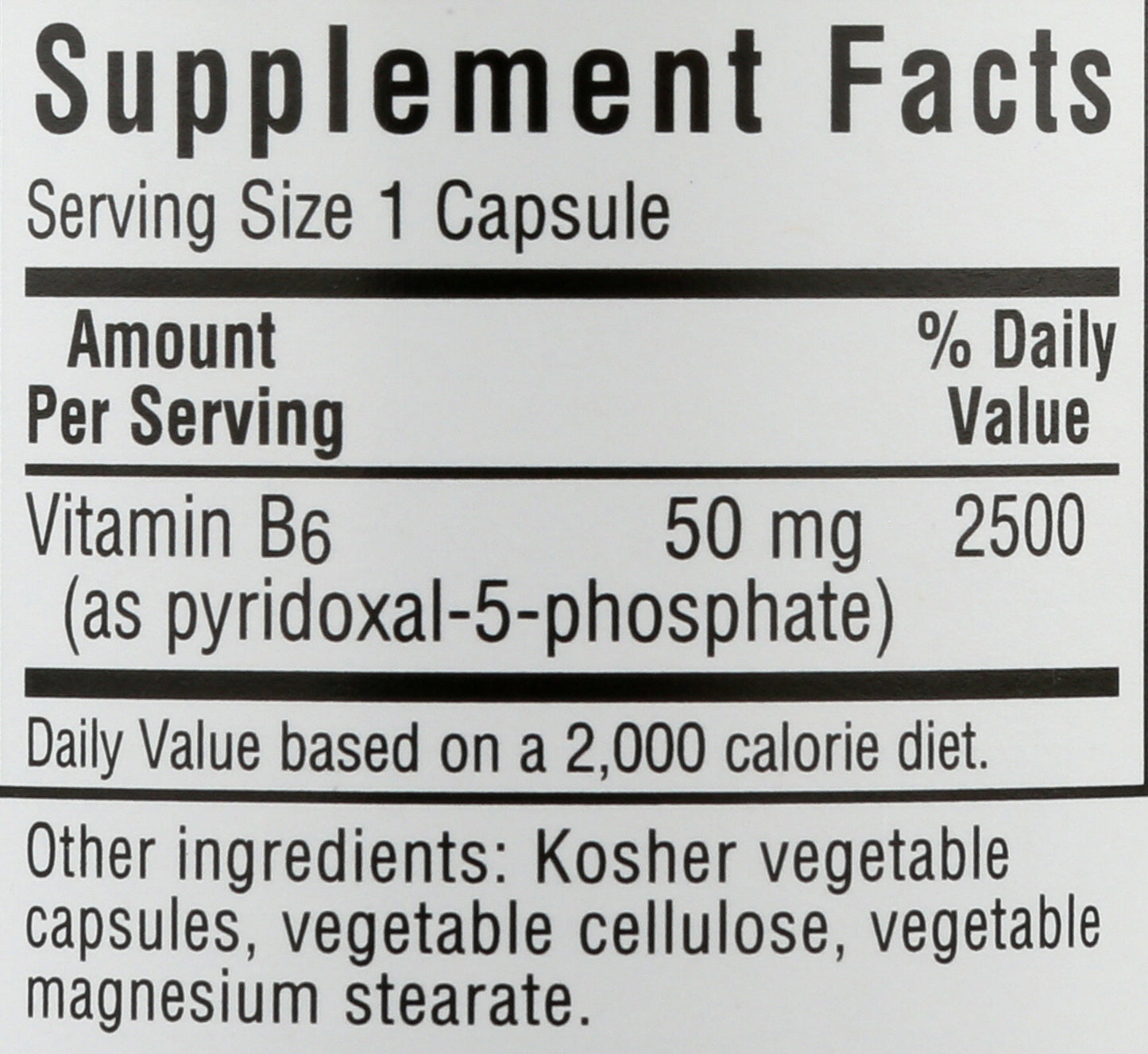 Bluebonnet P5P 50mg 90 Vegetable Capsules Back of Bottle