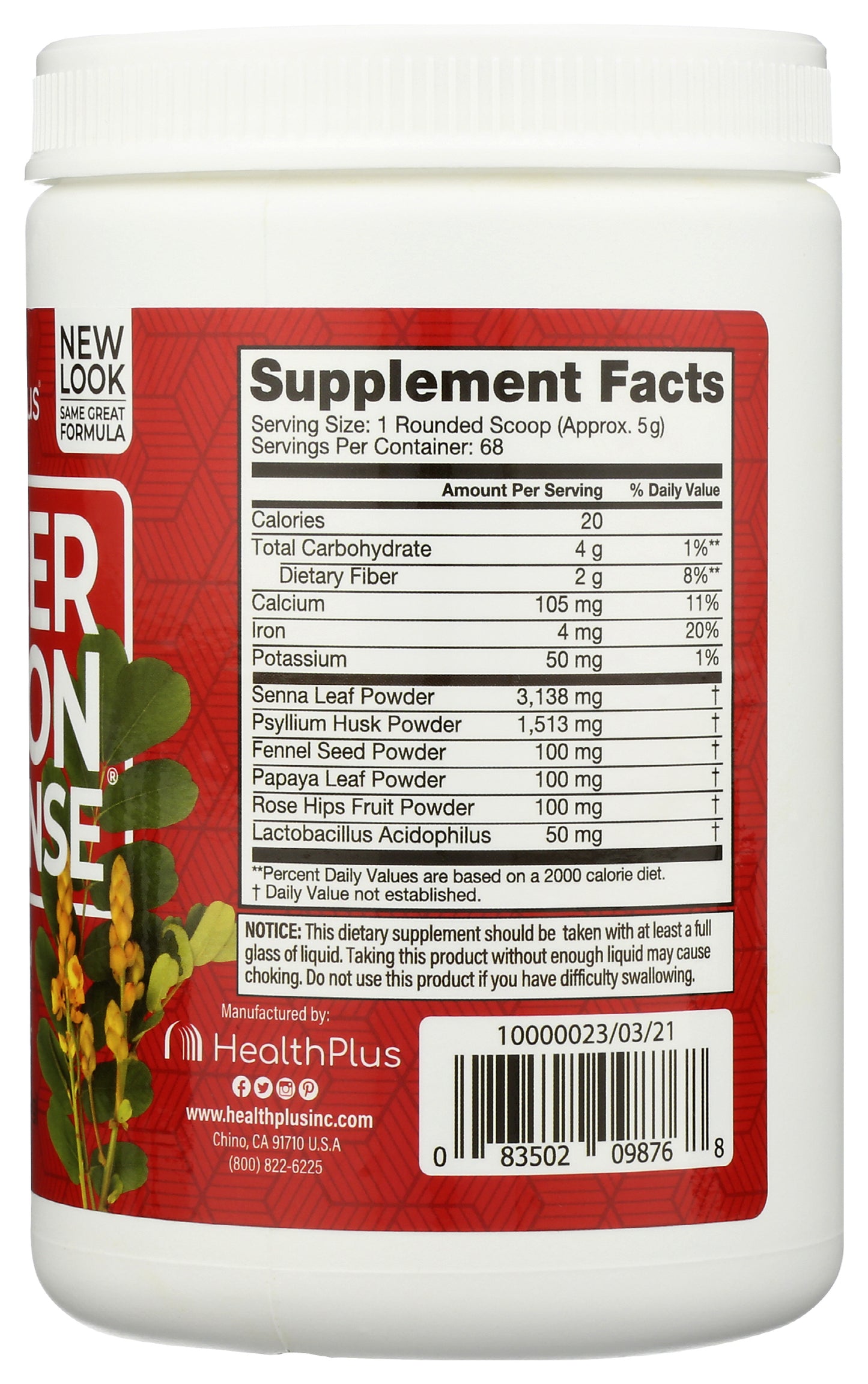 HealthPlus Super Colon Cleanse 12 oz Back