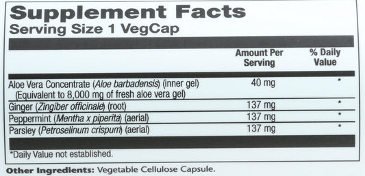 Solaray Super Aloe Vera 8000mg 100 VegCaps Back