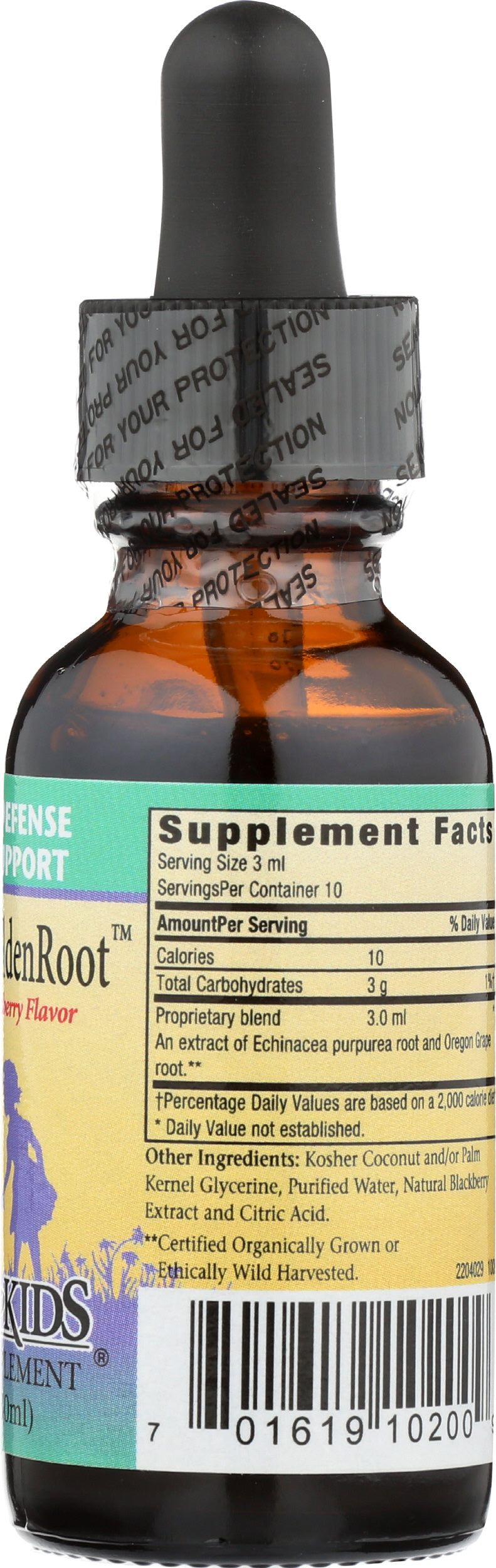 Herbs For Kids Echinacea/Golden Root 1 Fl. Oz. Back