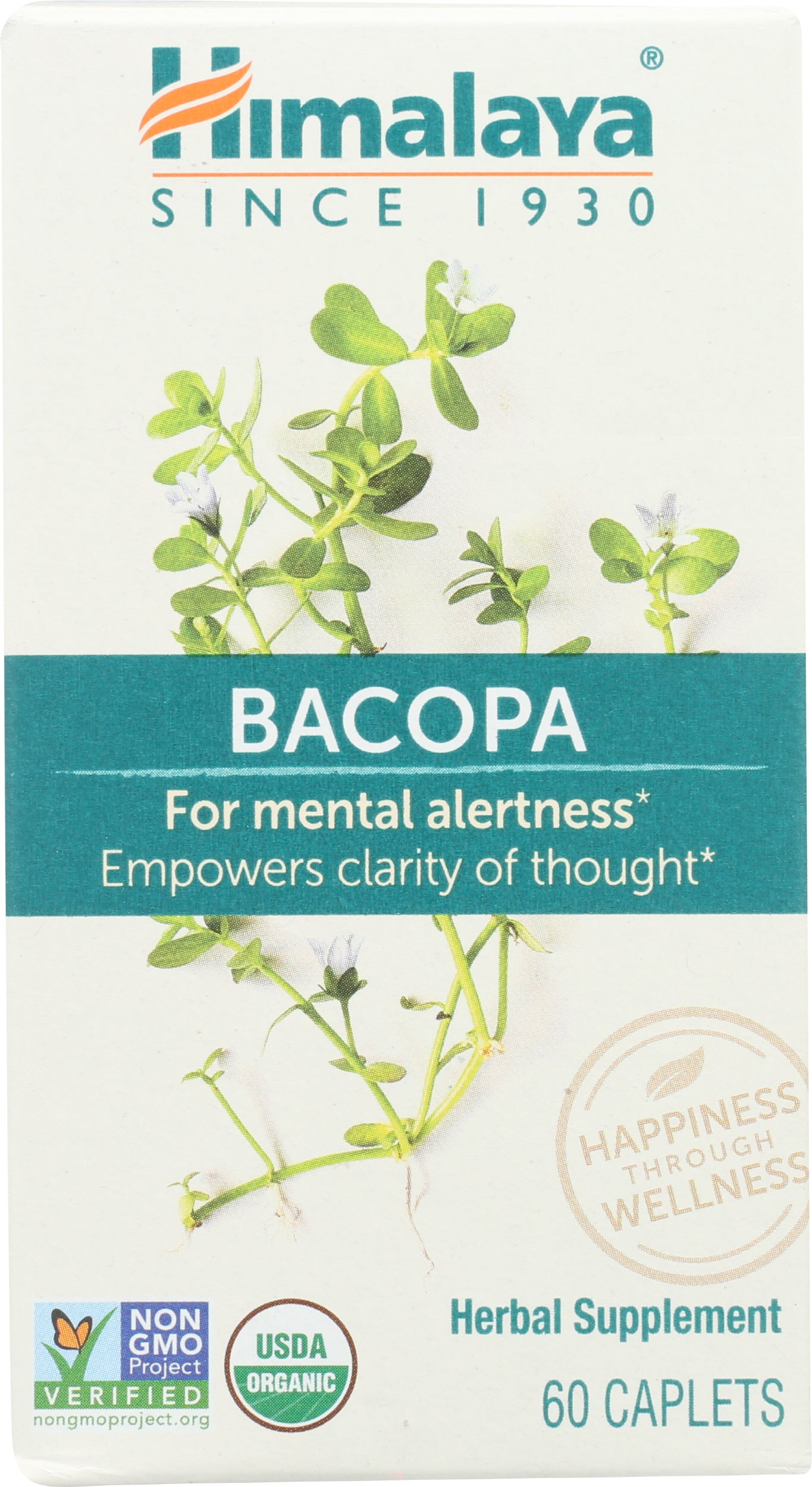 Himalaya Organic Bacopa 60 Caplets Front of Bottle
