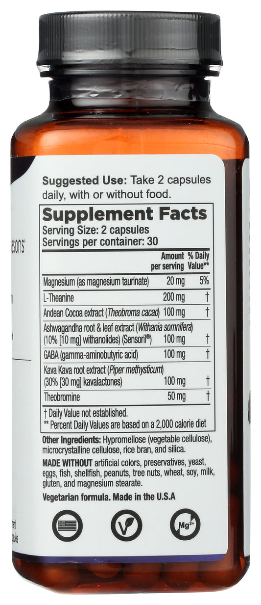 LifeSeasons Anxie-T Stress Support 60 Veg Capsules Back of Bottle