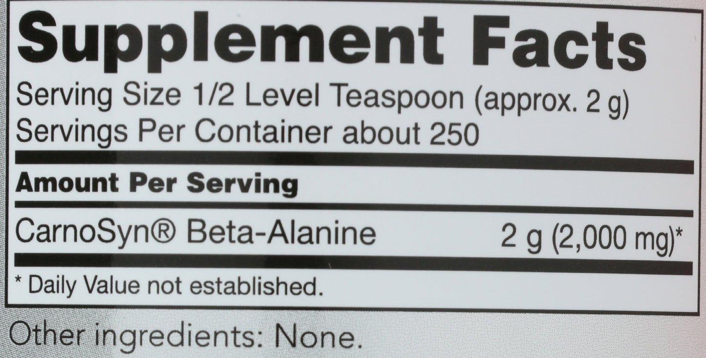 Now Sports Beta-Alanine Powder 500g Back of Bottle