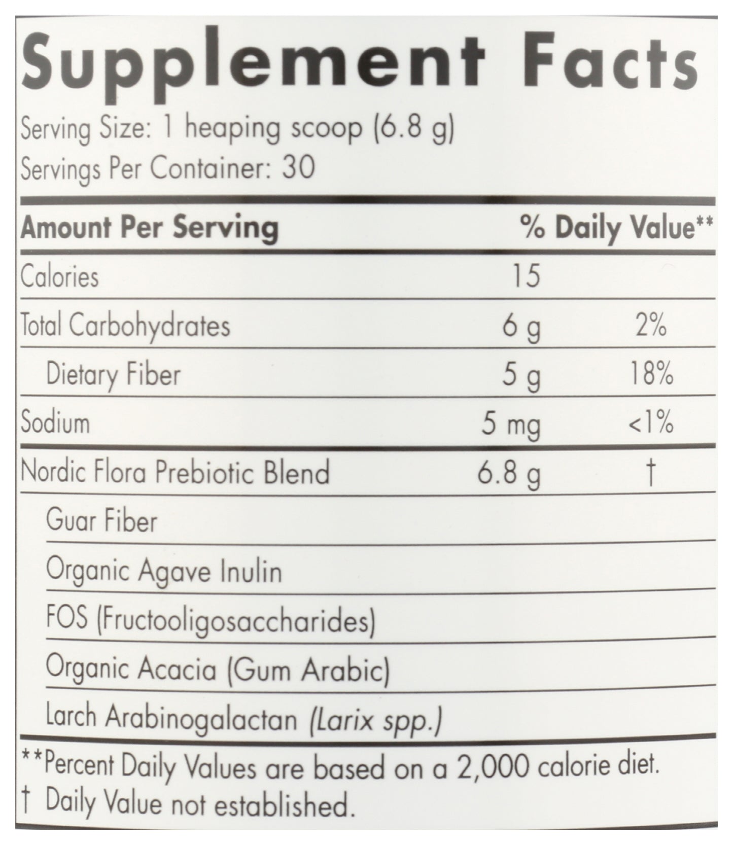 Nordic Naturals Prebiotic Powder 7.2 oz. Back