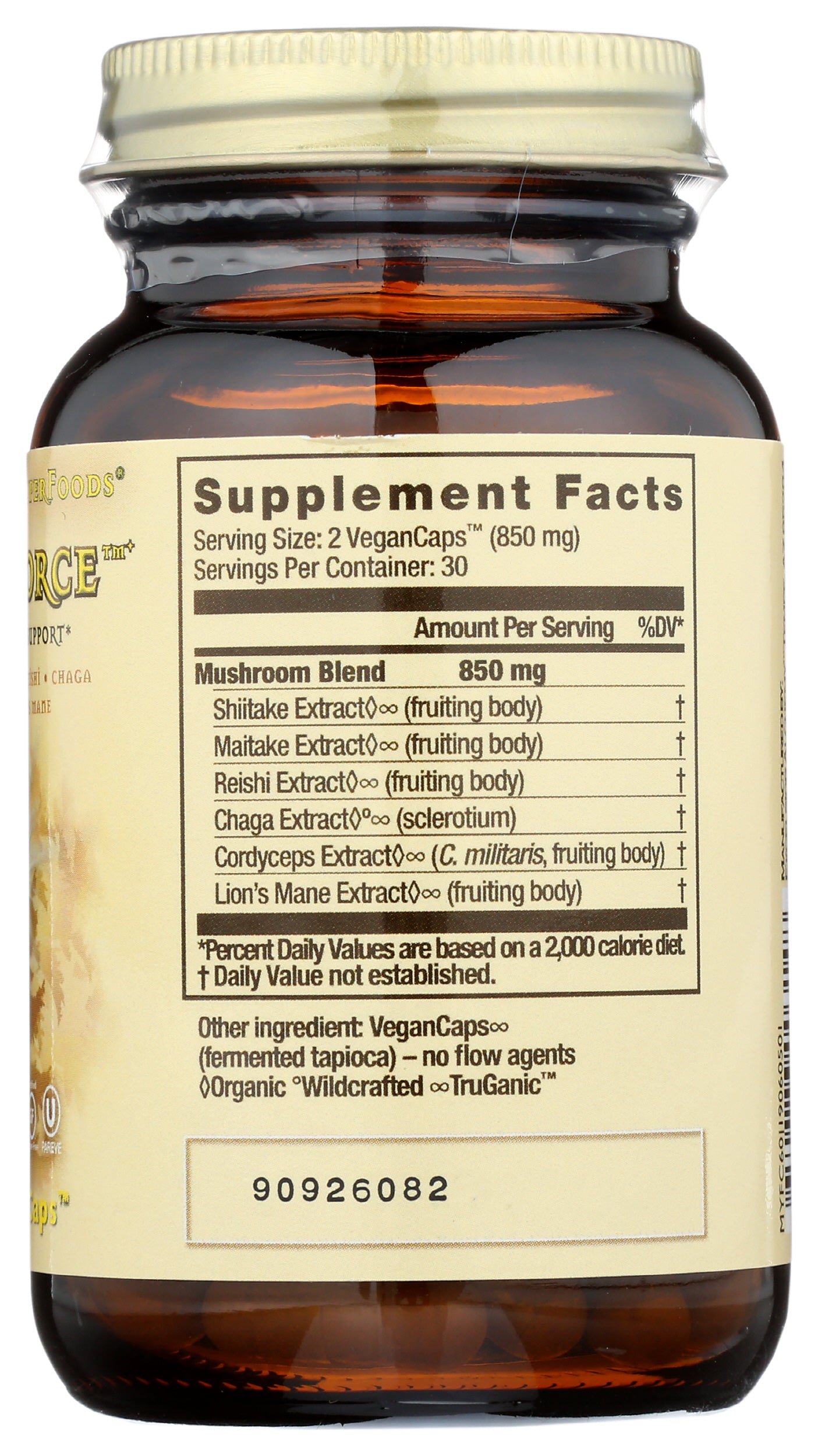 HealthForce SuperFoods MycoForce 60 VeganCaps Back of Bottle