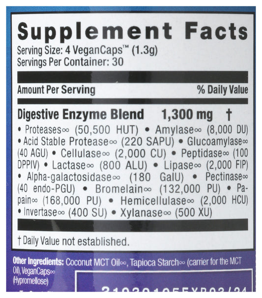 HealthForce SuperFoods Digestion Enhancement Enzymes 120 VeganCaps Back