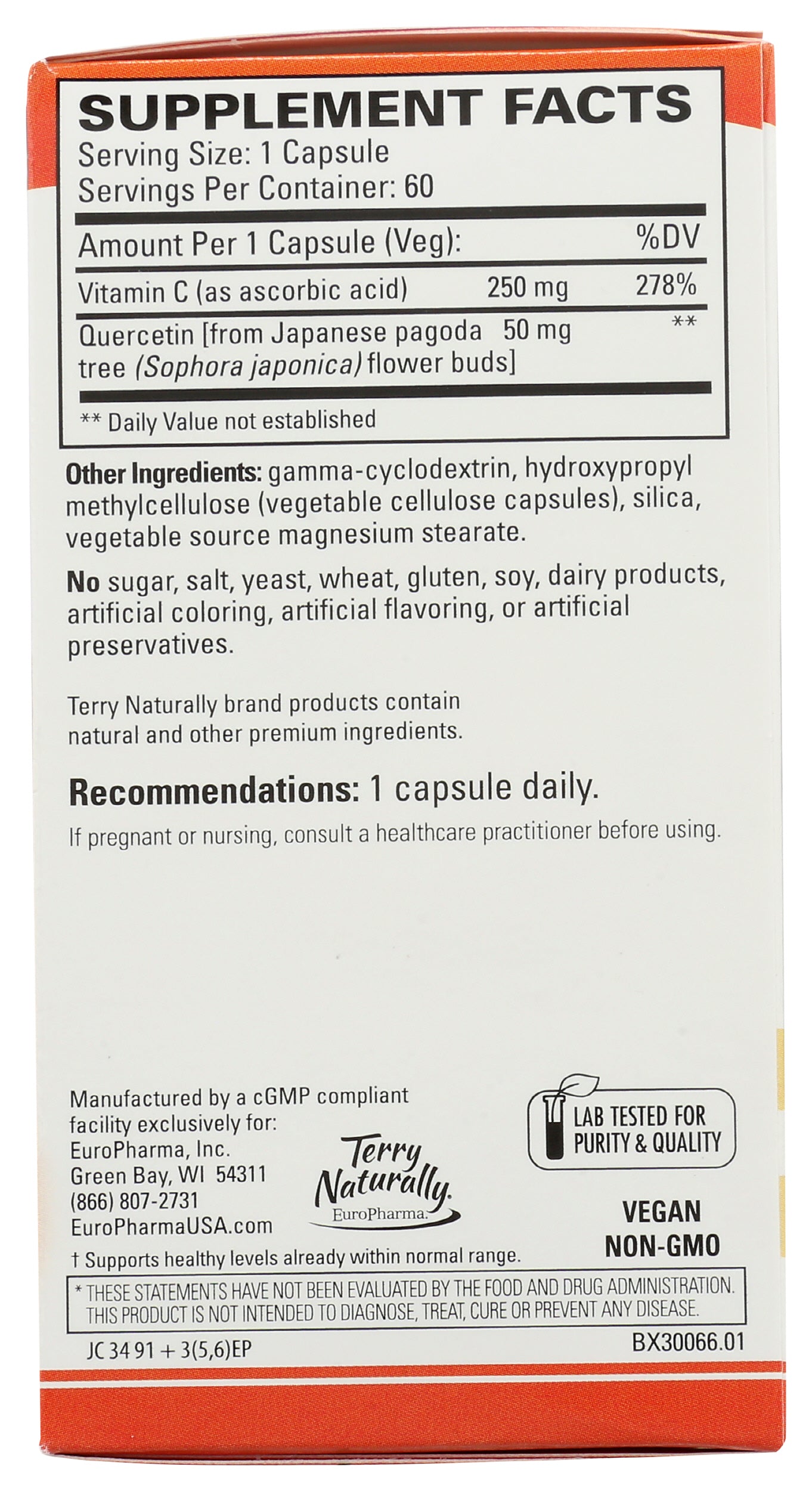 Terry Naturally Quercetin with Vitamin C 60 Capsules