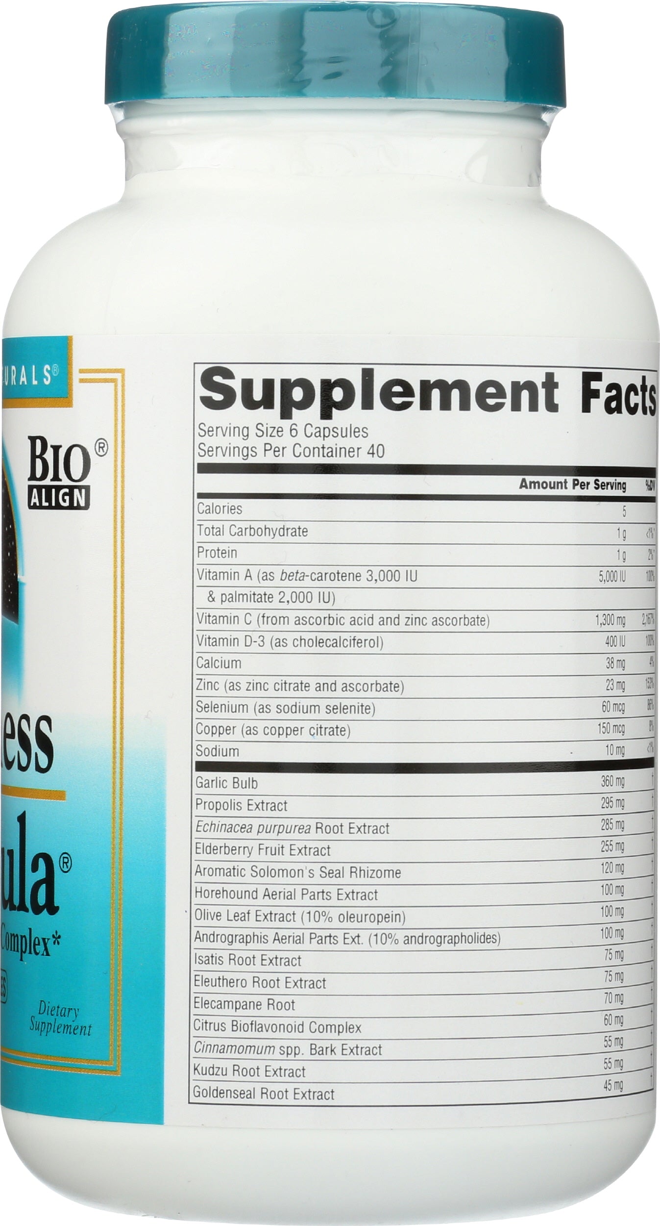 Source Naturals Wellness Formula 240 Capsules Back of Bottle