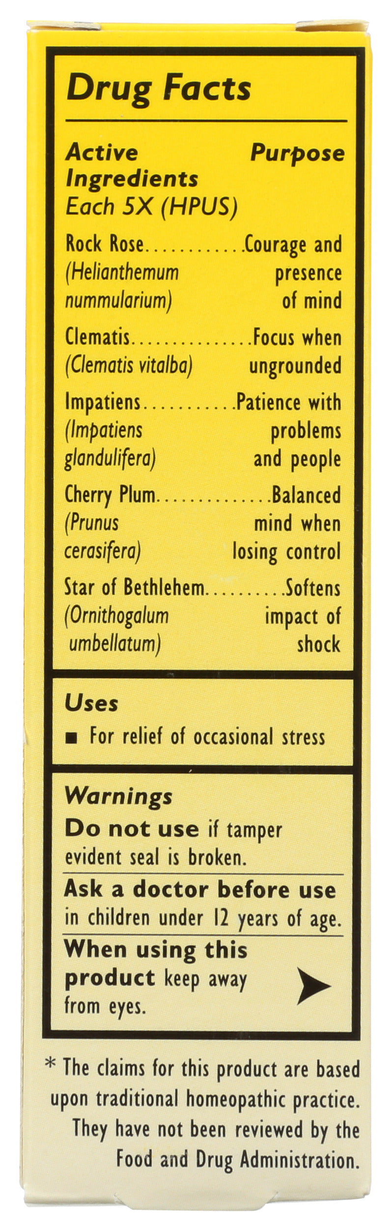 Bach Rescue Remedy Dropper Stress Relief 0.7 fl oz Back
