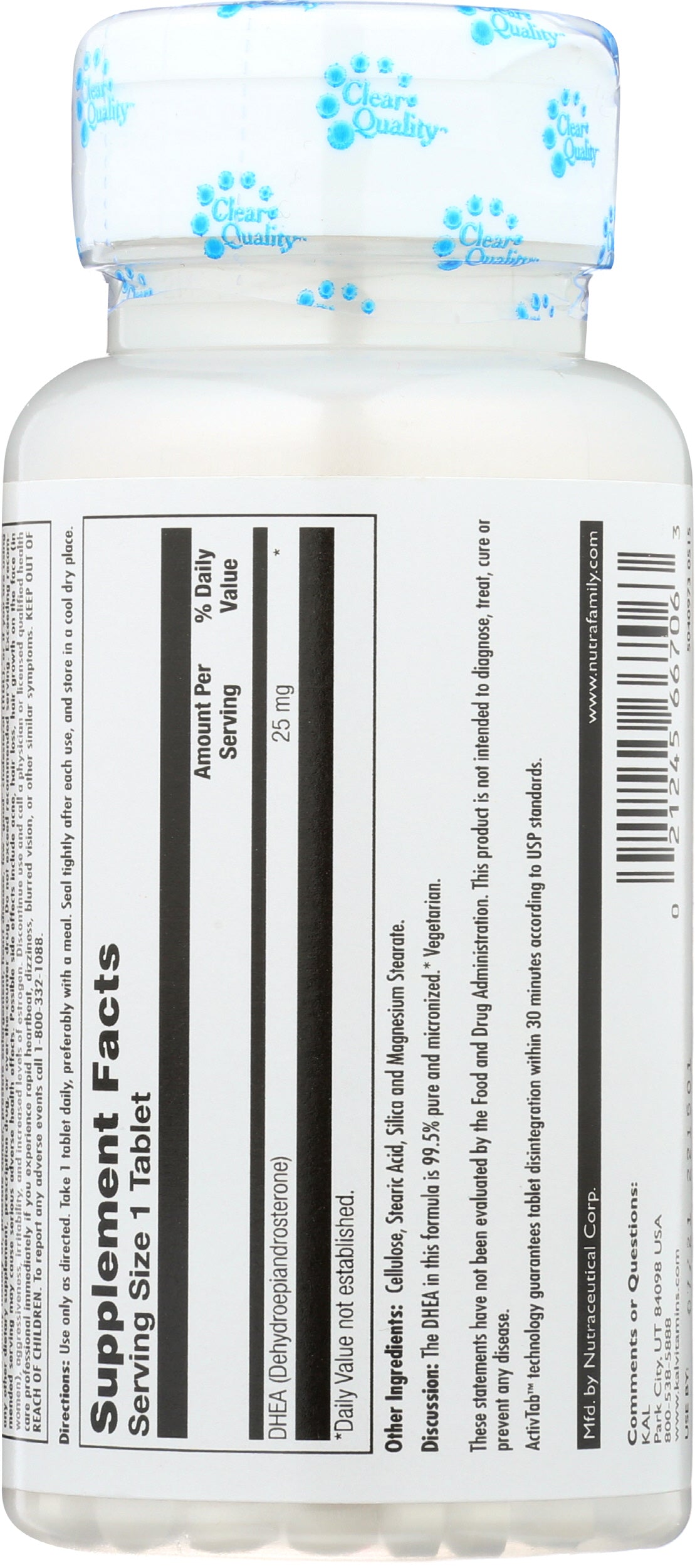 KAL DHEA 25mg 60 Tablets Back