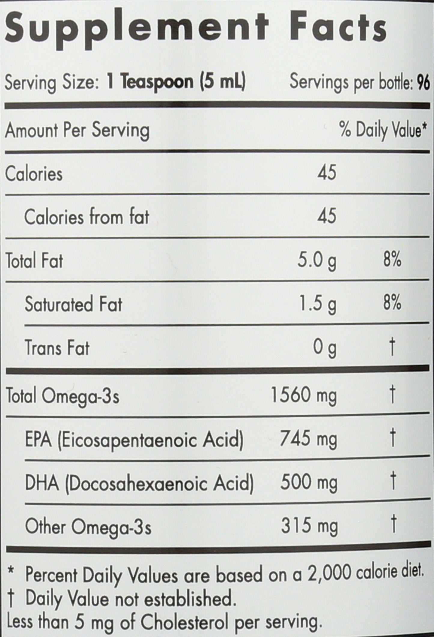 Nordic Naturals Omega-3 1560mg Back of Bottle