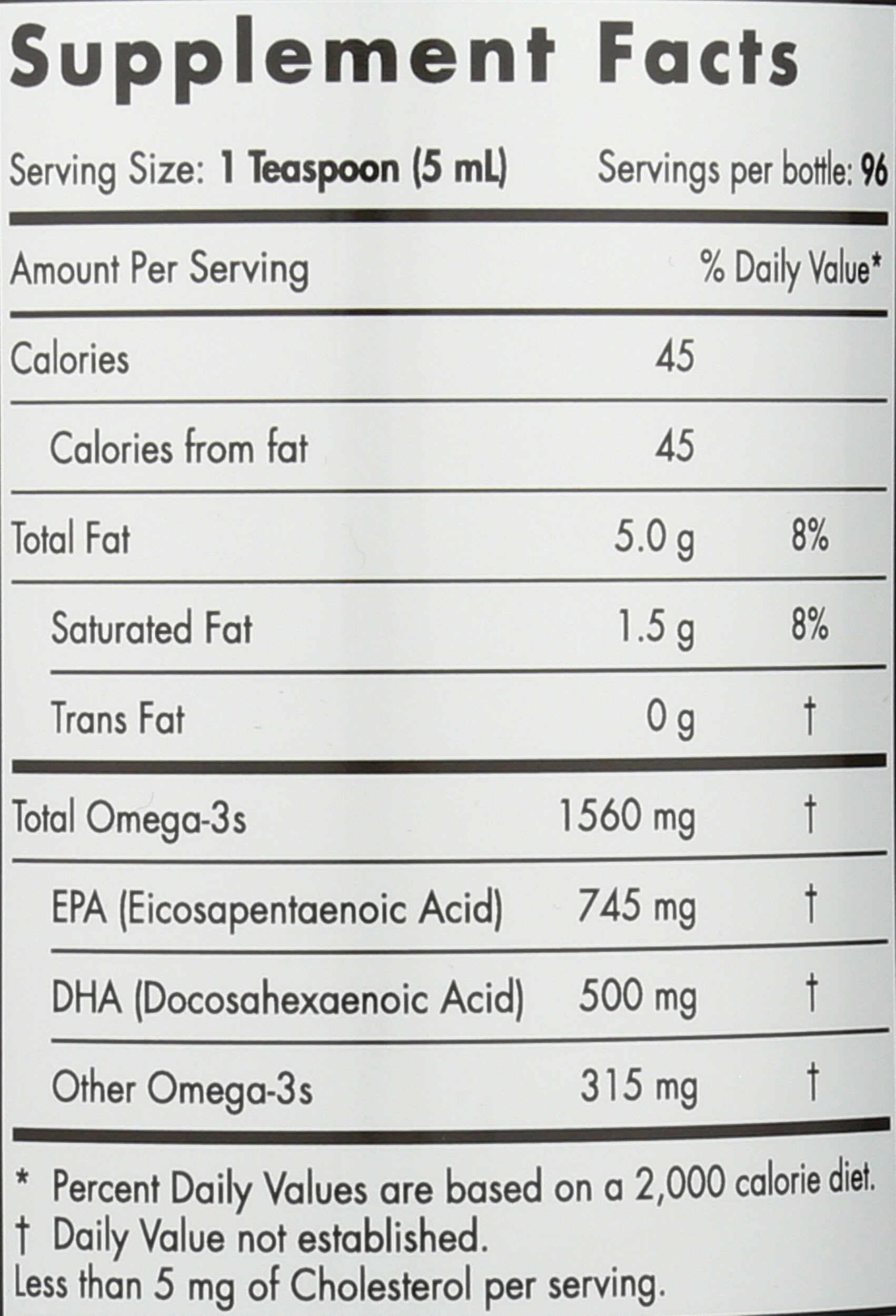 Nordic Naturals Omega-3 1560mg Back of Bottle