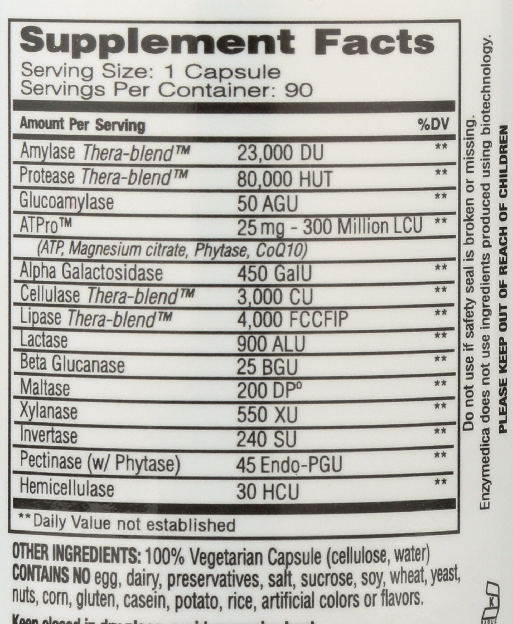 Enzymedica Digest Gold 90 Capsules Back