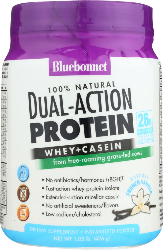 Bluebonnet Whey & Casein French Vanilla Protein Powder 1.05 lb Front of Bottle