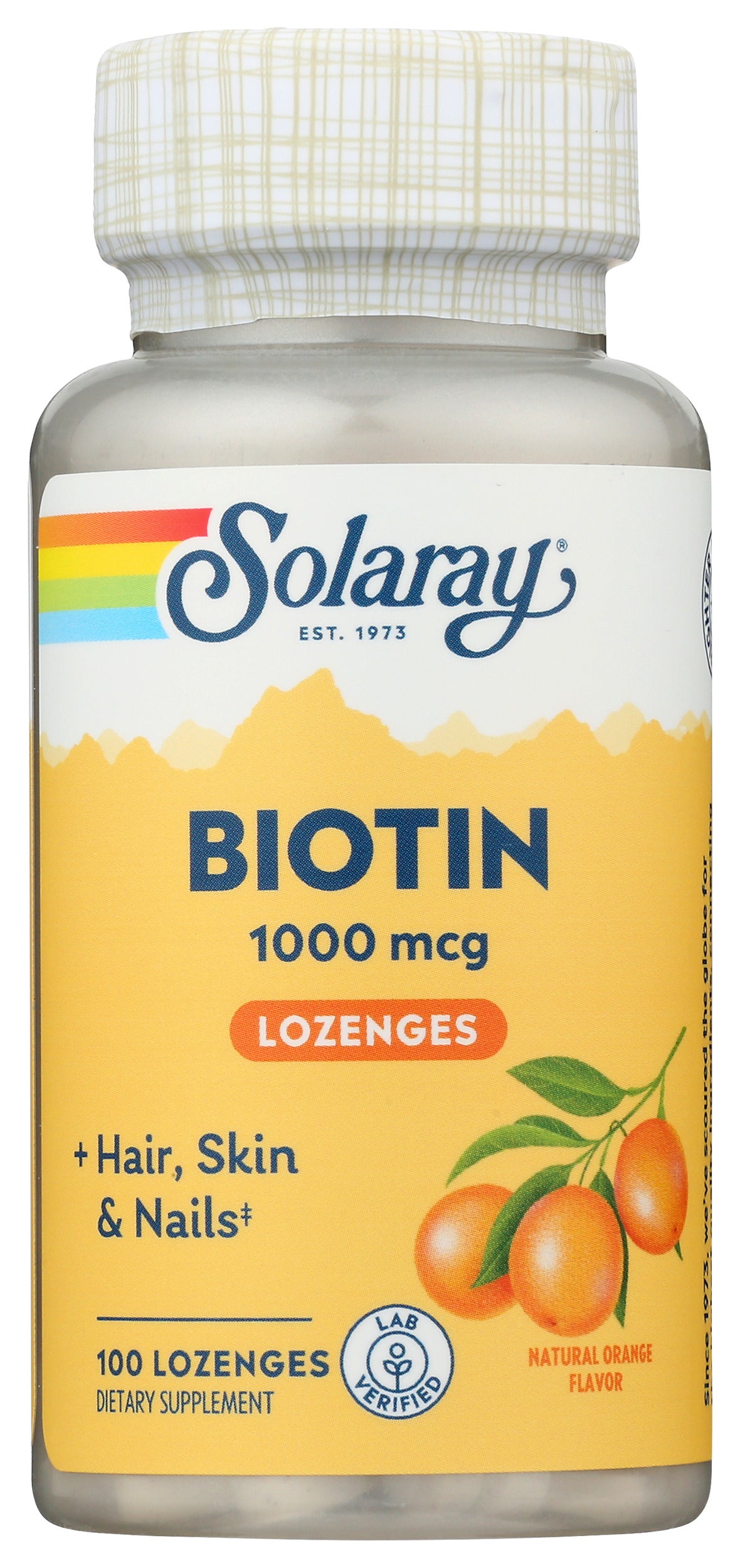 Solaray Biotin 1000mcg 100 Lozenges Front of Bottle