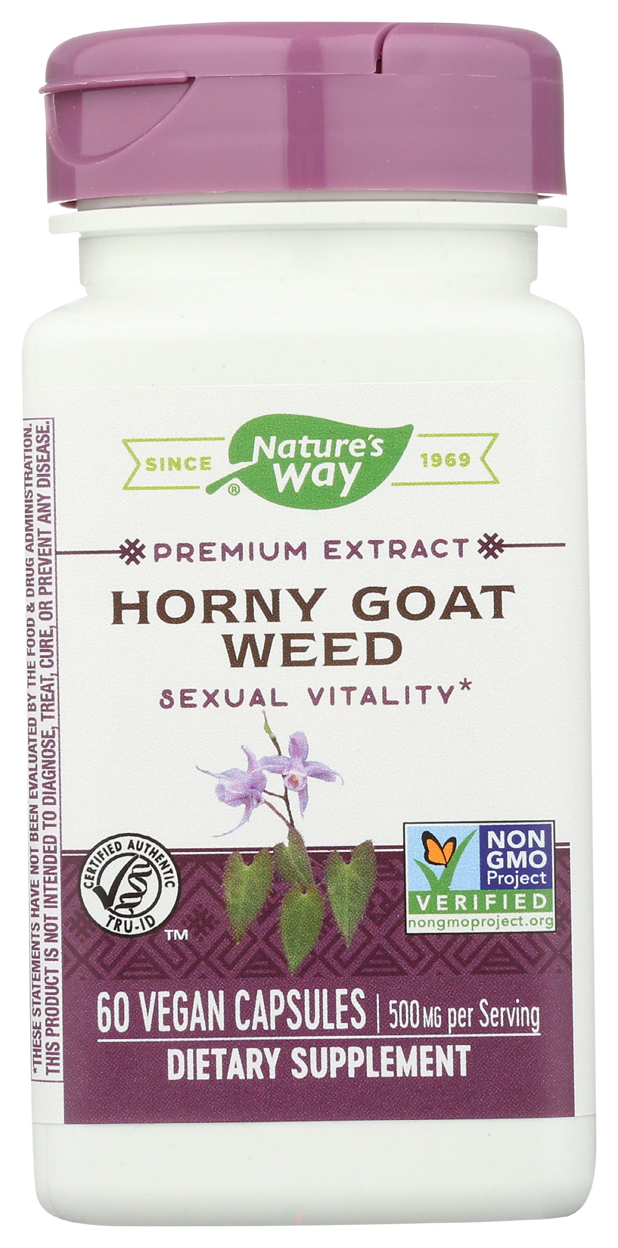 Nature's Way Horny Goat Weed 60 Vegan Capsules Front of Bottle