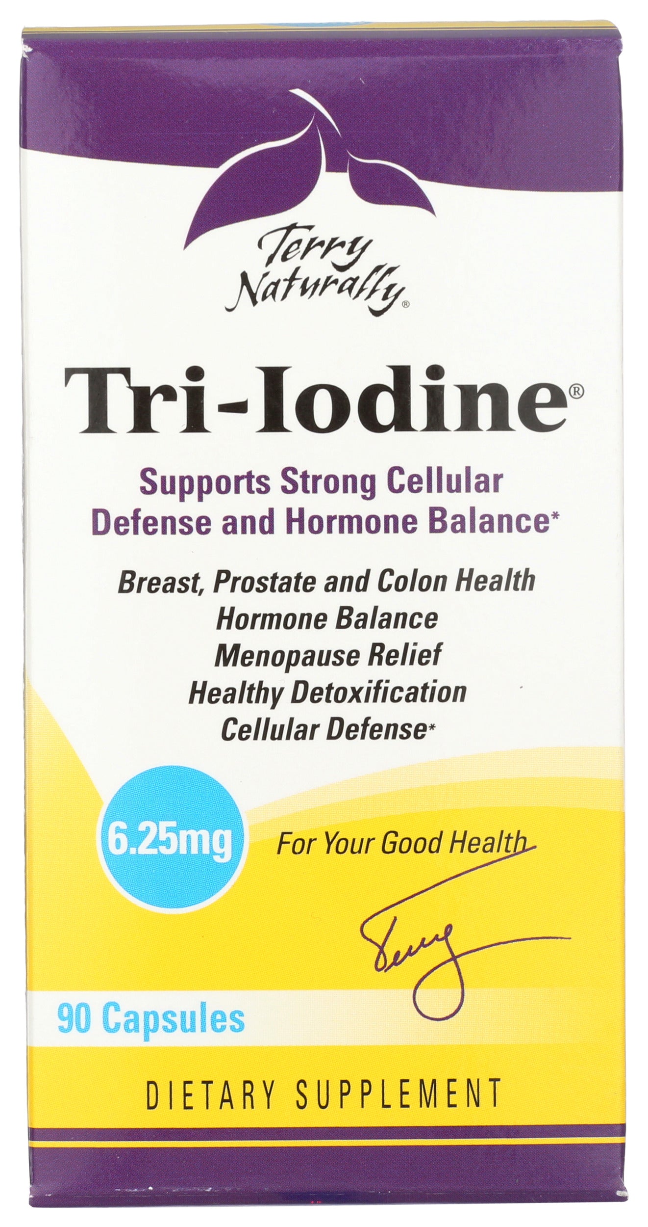 Terry Naturally Tri-Iodine 6.25mg 90 Capsules Front of Box