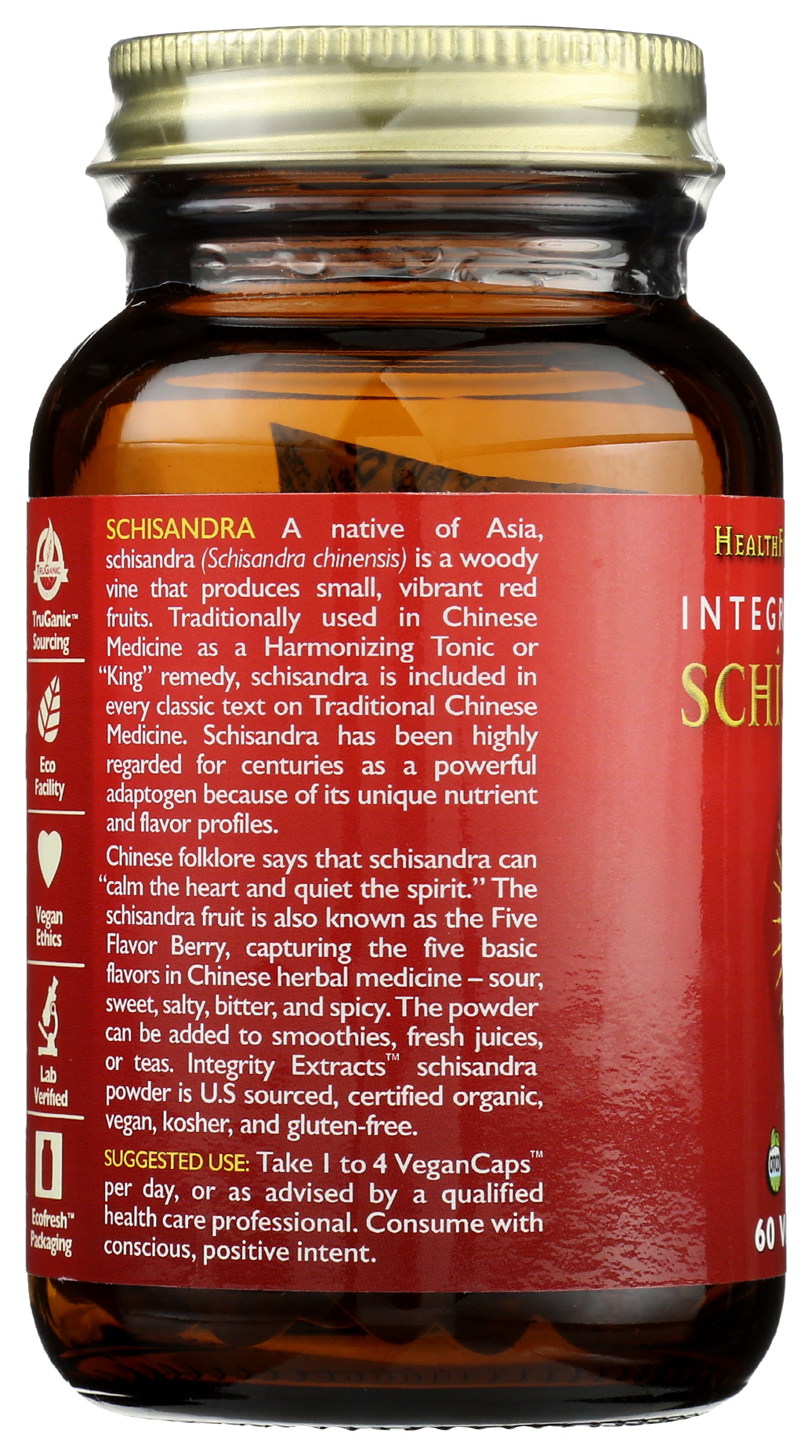 HealthForce SuperFoods Schisandra 60 VeganCaps Back of Bottle