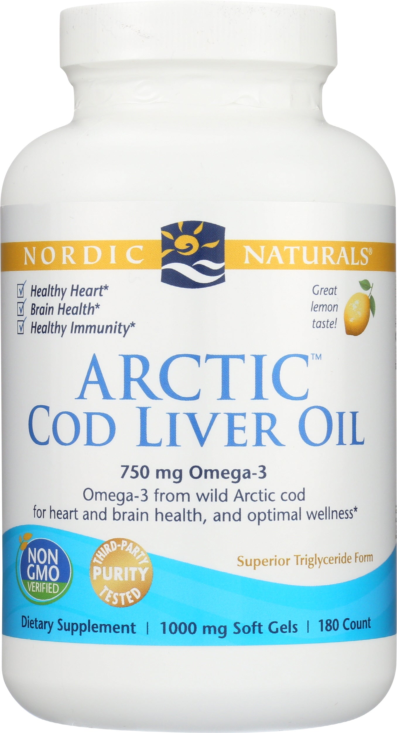 Nordic Naturals Arctic Cod Liver Oil 750 mg 180 Soft Gels