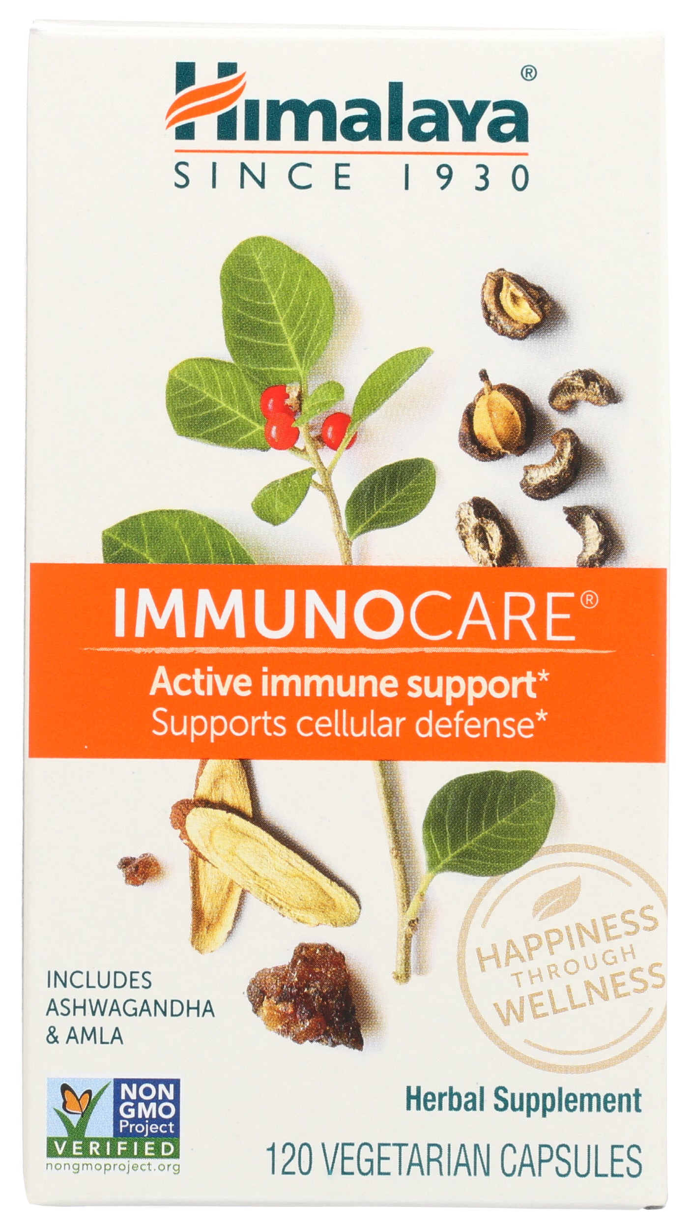 Himalaya ImmunoCare 120 Vegetarian Capsules Front of Box