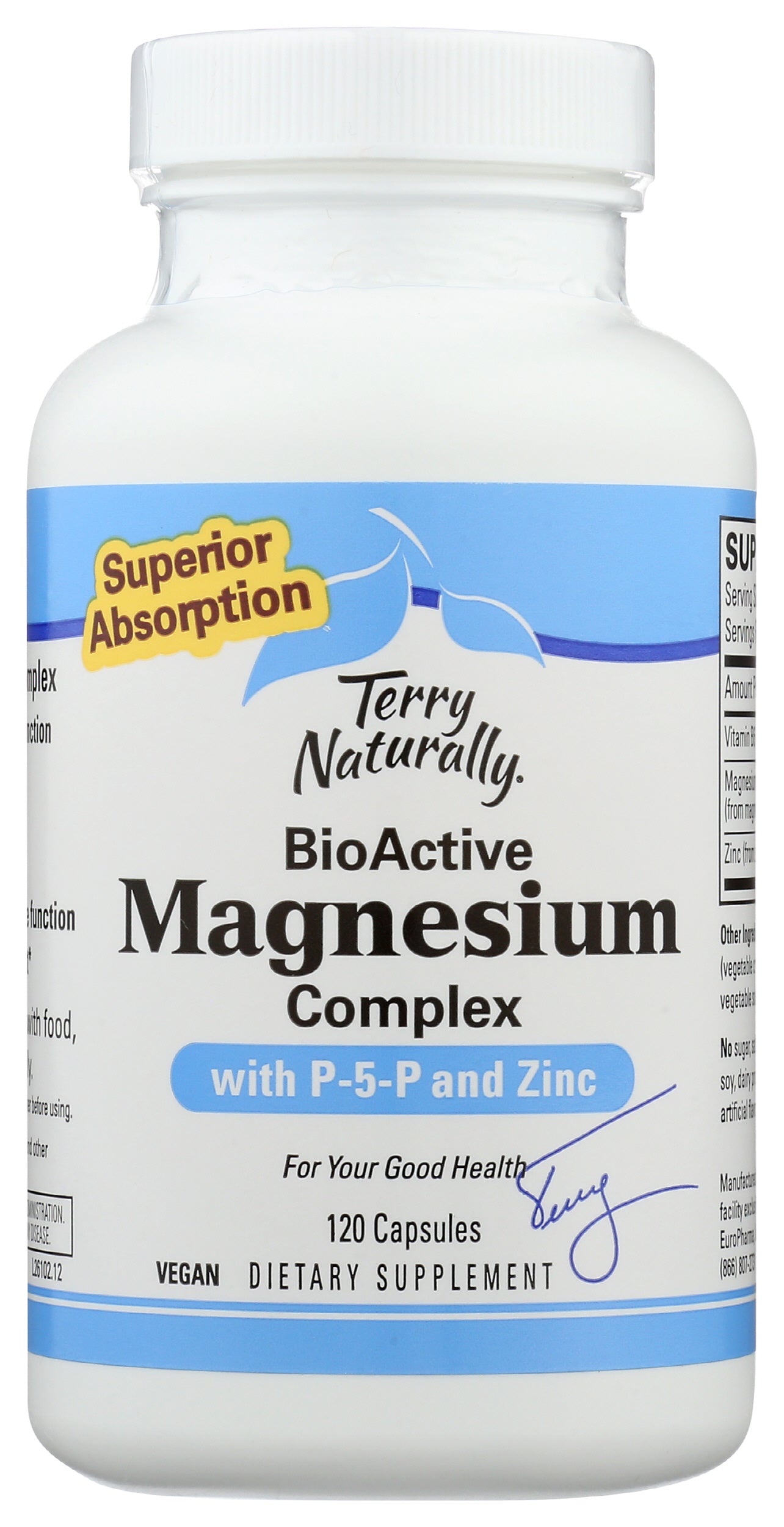 Terry Naturally BioActive Magnesium Complex w/ P-5-P and Zinc 120 Capsules