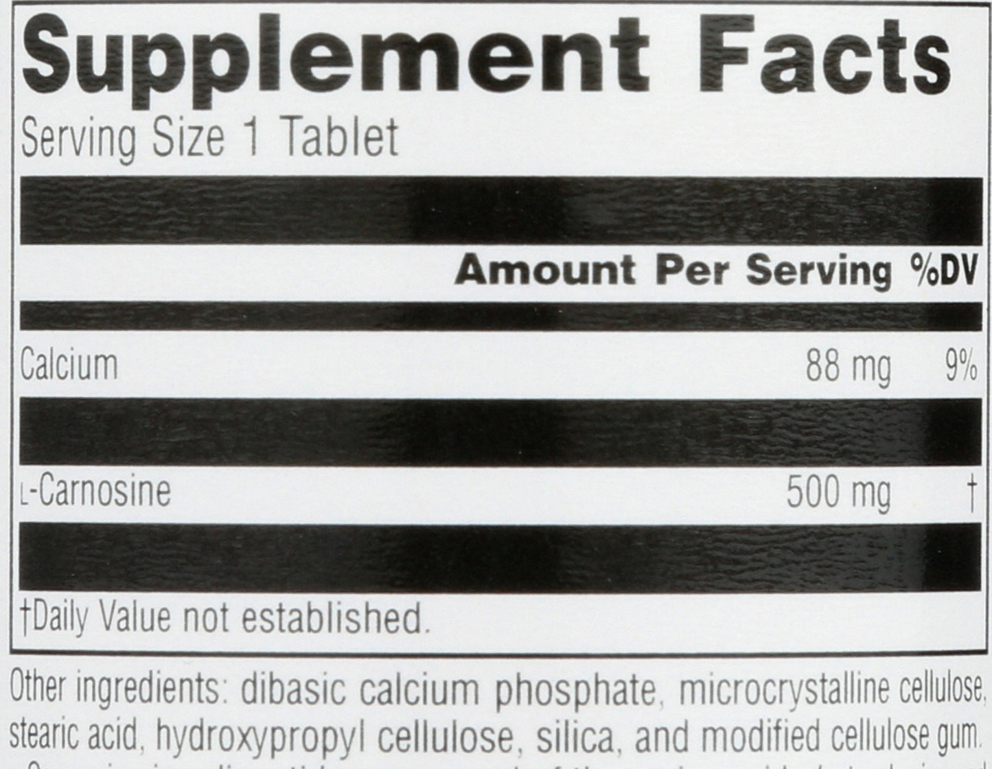 Source Naturals L-Carnosine 500 mg 30 Tablets Back