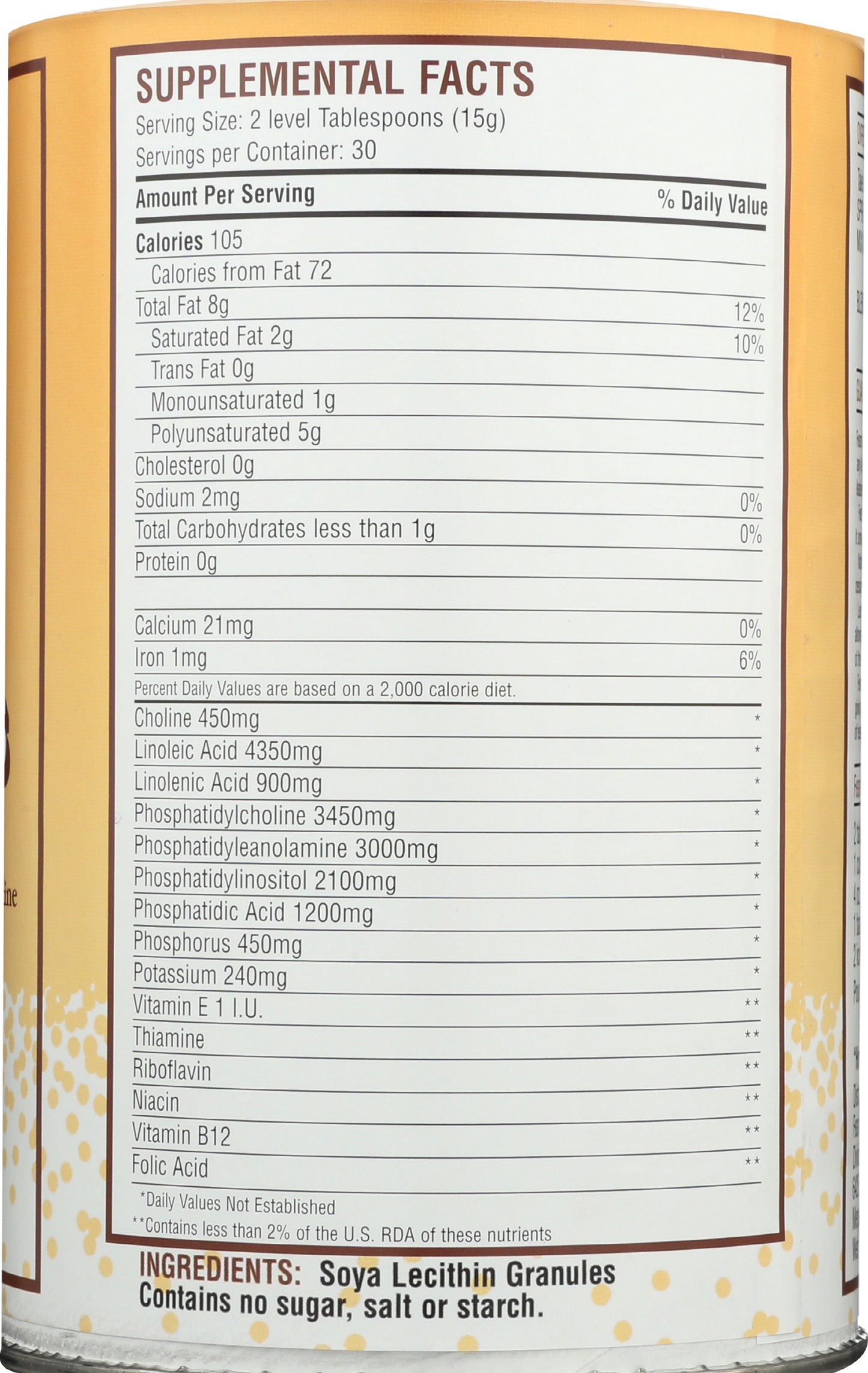Fearn Lecithin Granules 16 oz. Back