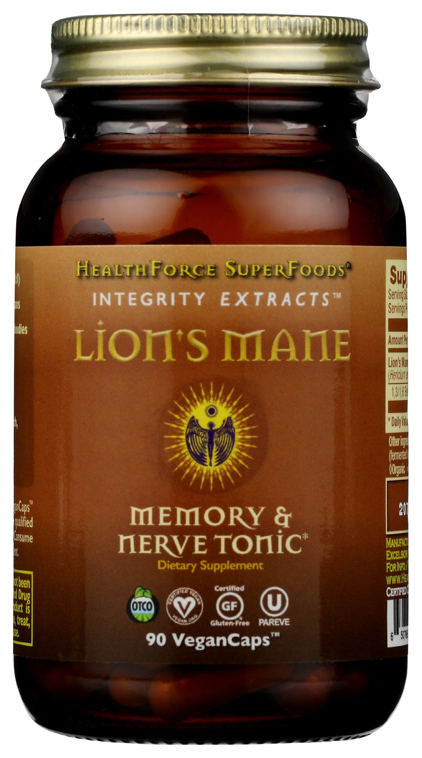HealthForce SuperFoods Lion's Mane 90 VeganCaps Front of Bottle