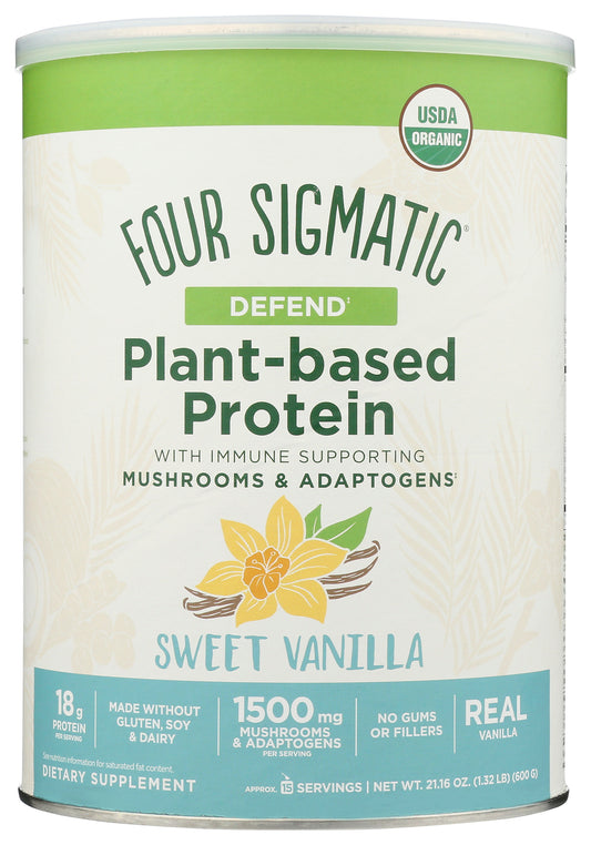 Four Sigmatic Plant-Based Protein Powder Sweet Vanilla Flavor 600g Front of Bottle