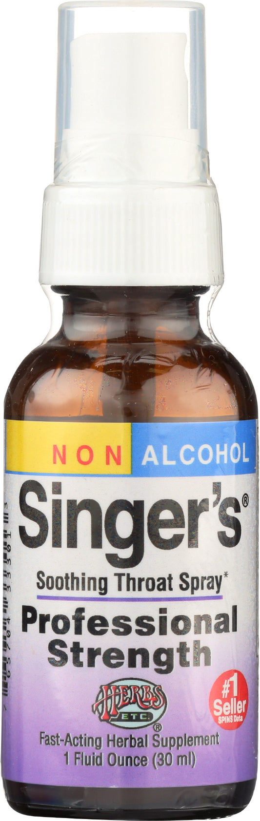 Herbs Etc. Singer's Professional Strength Throat Spray 1 fl oz Front of Bottle