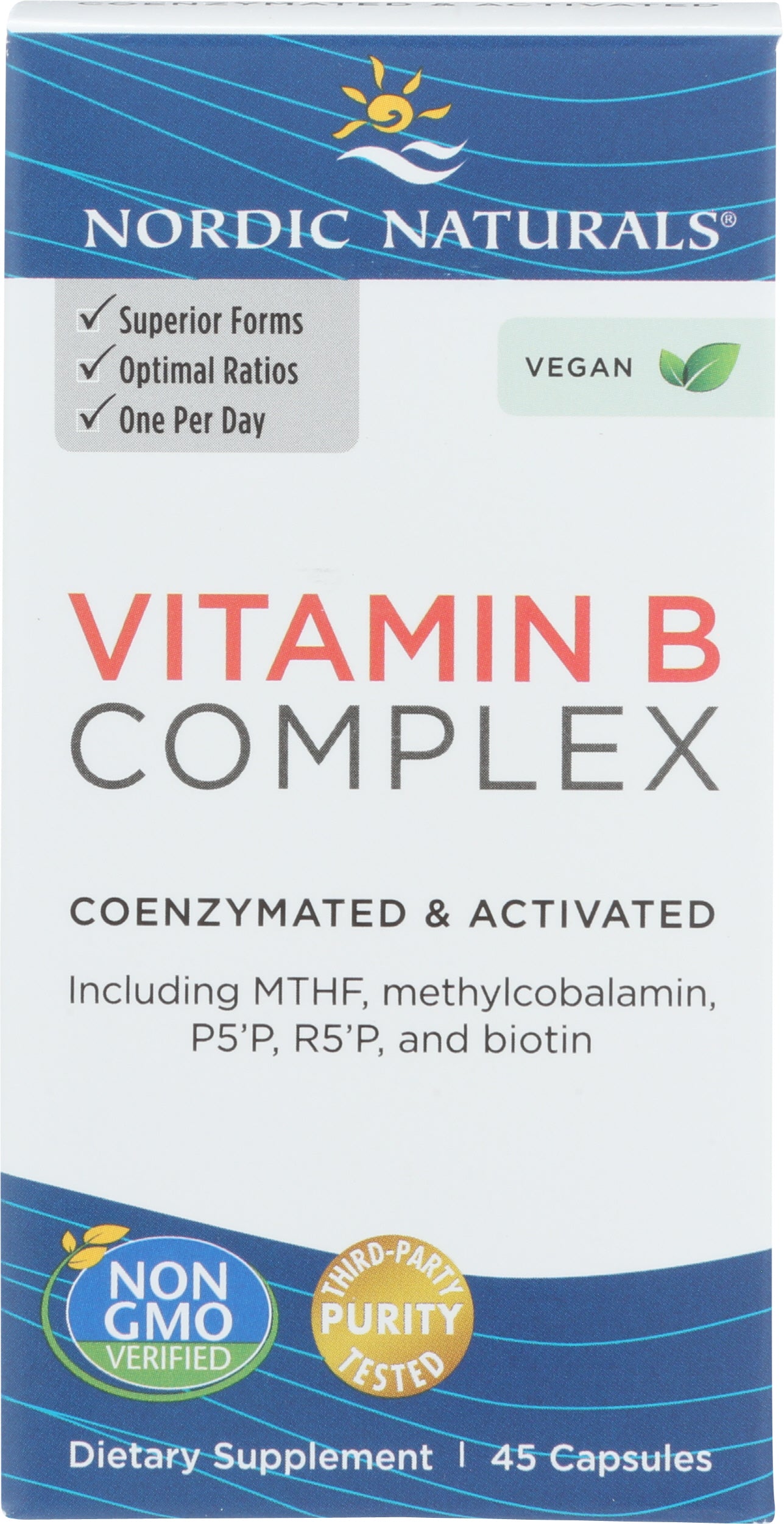 Nordic Naturals Vitamin B Complex 45 Capsules Front of Box