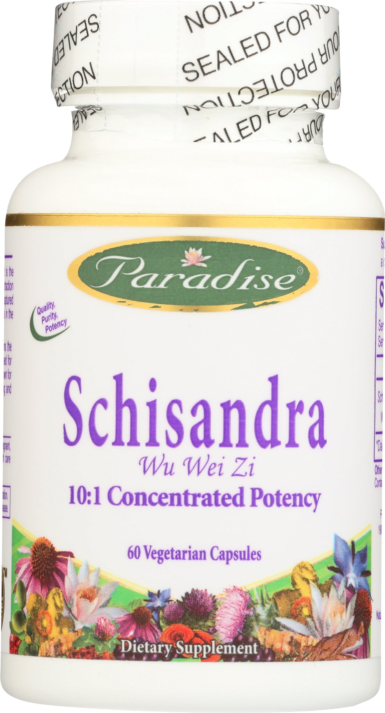 Paradise Schisandra 60 Vegetarian Capsules Front of Bottle
