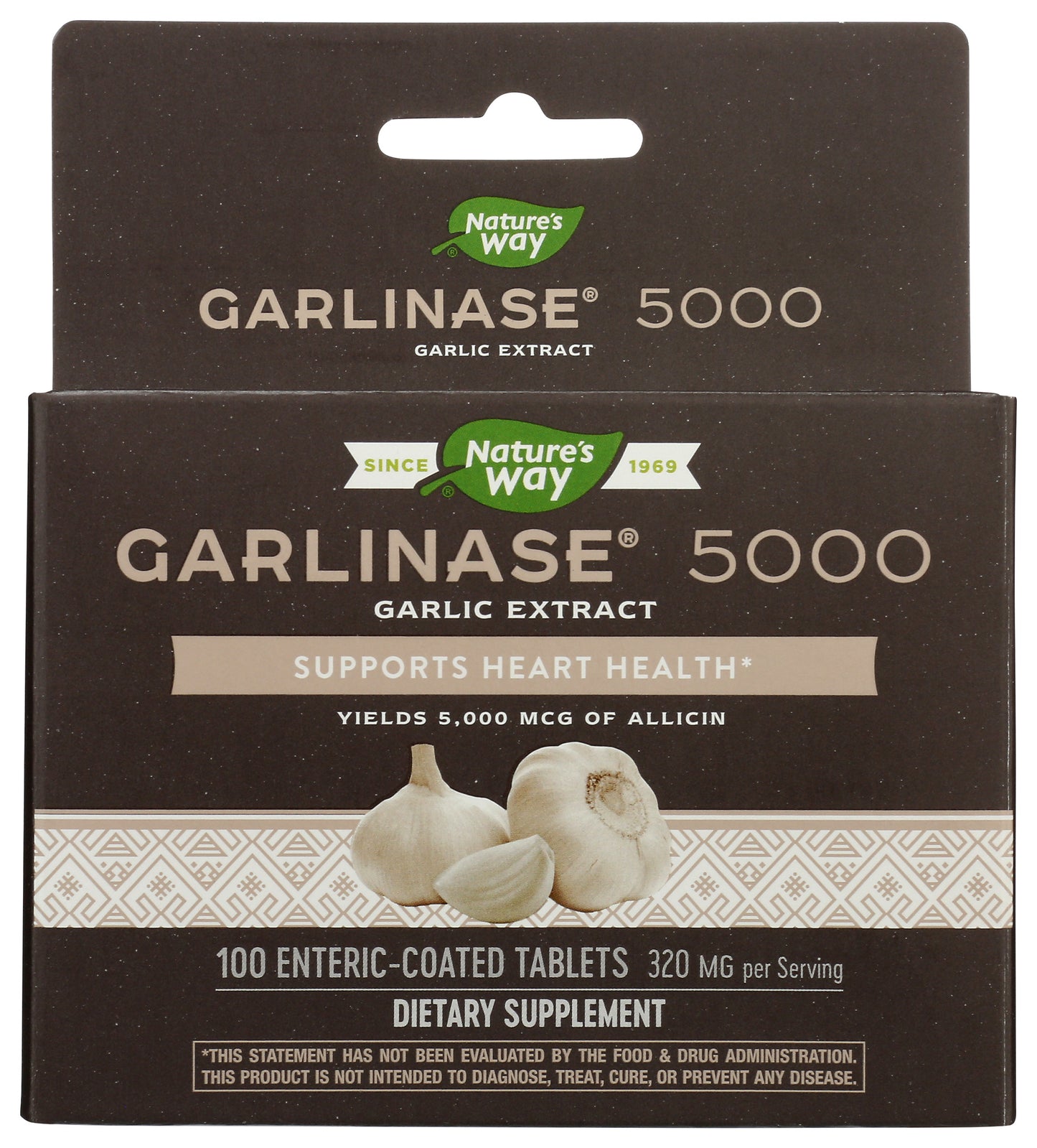 Nature's Way Garlinase 5000 Garlic Extract 100 Tablets Front