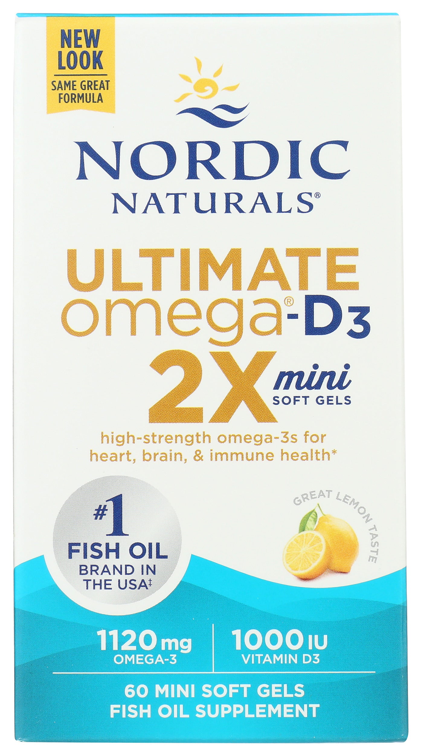 Nordic Naturals Ultimate Omega-D3 2X 1120mg + 1000 IU Vitamin D3 Front of Box